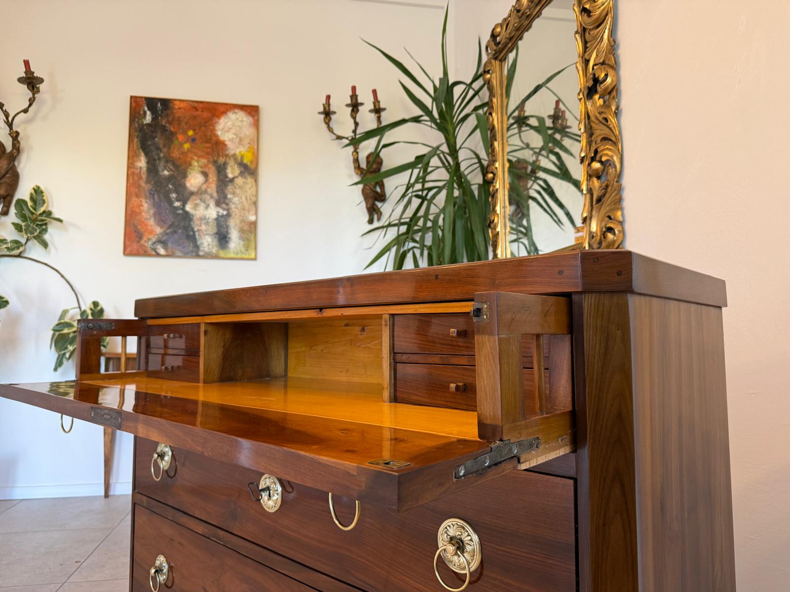 SALE Restaurierte Biedermeier Schreibkommode Nussholz Antiquität Antikmöbel G2158