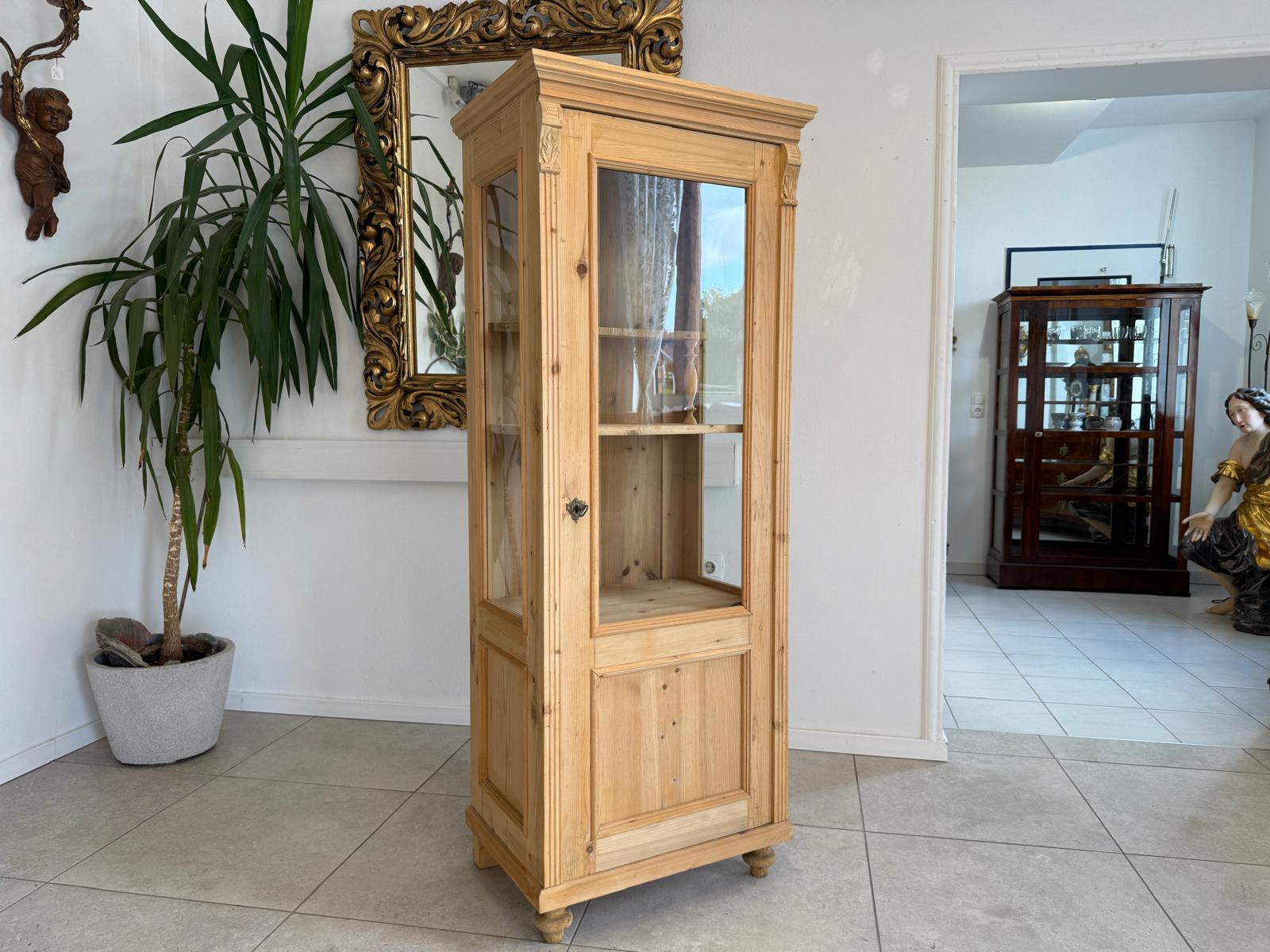 Bäuerliche Vitrine Bauernvitrine Bauernschrank Naturholz Vitrine G2147