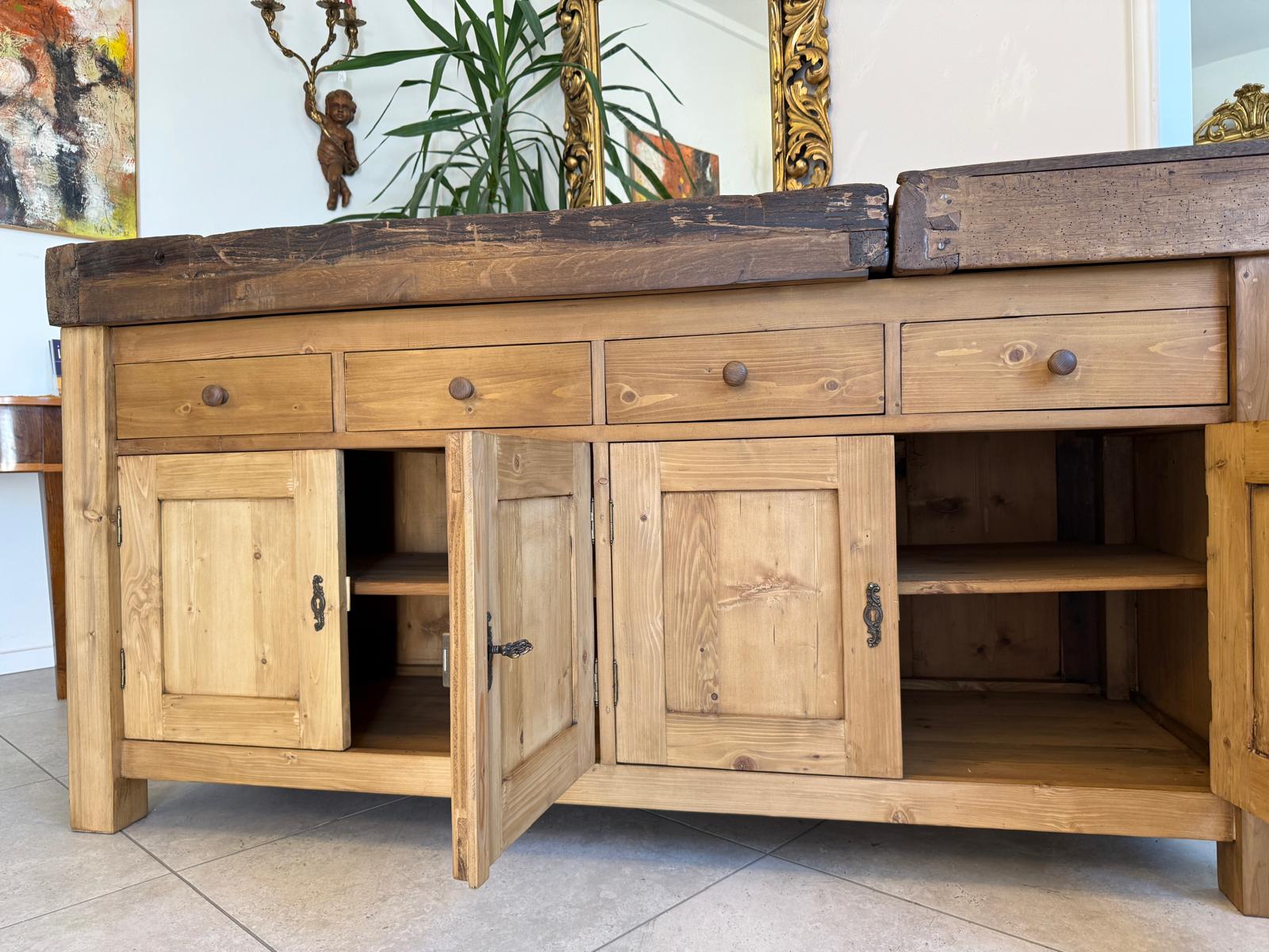 Urige Hobelbank Werkbank Pult Tresen Ladenschrank G2181