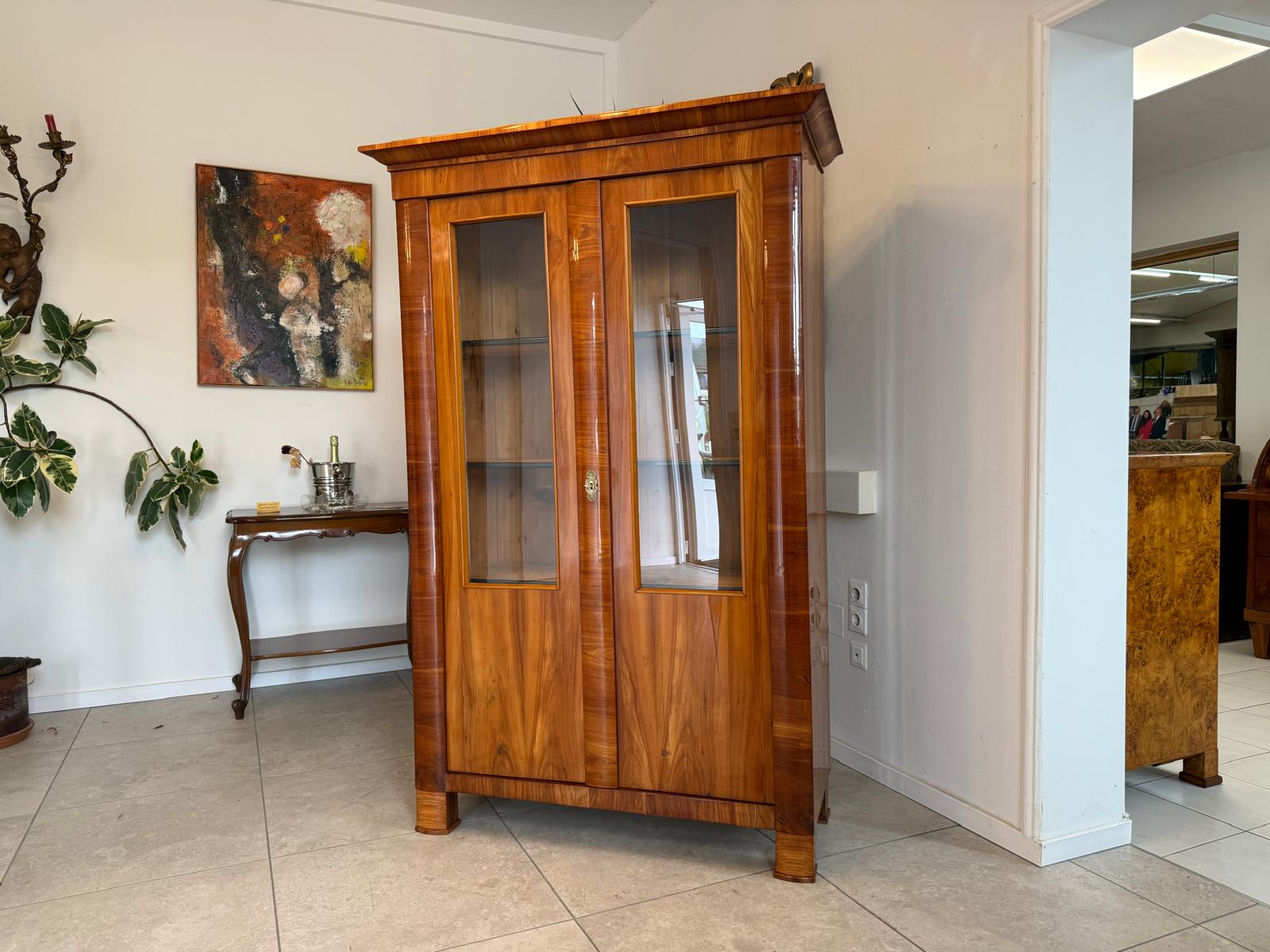 SALE Biedermeier Vitrine Bücherschrank Sammlervitrine Kirschholz Antiquität G1818