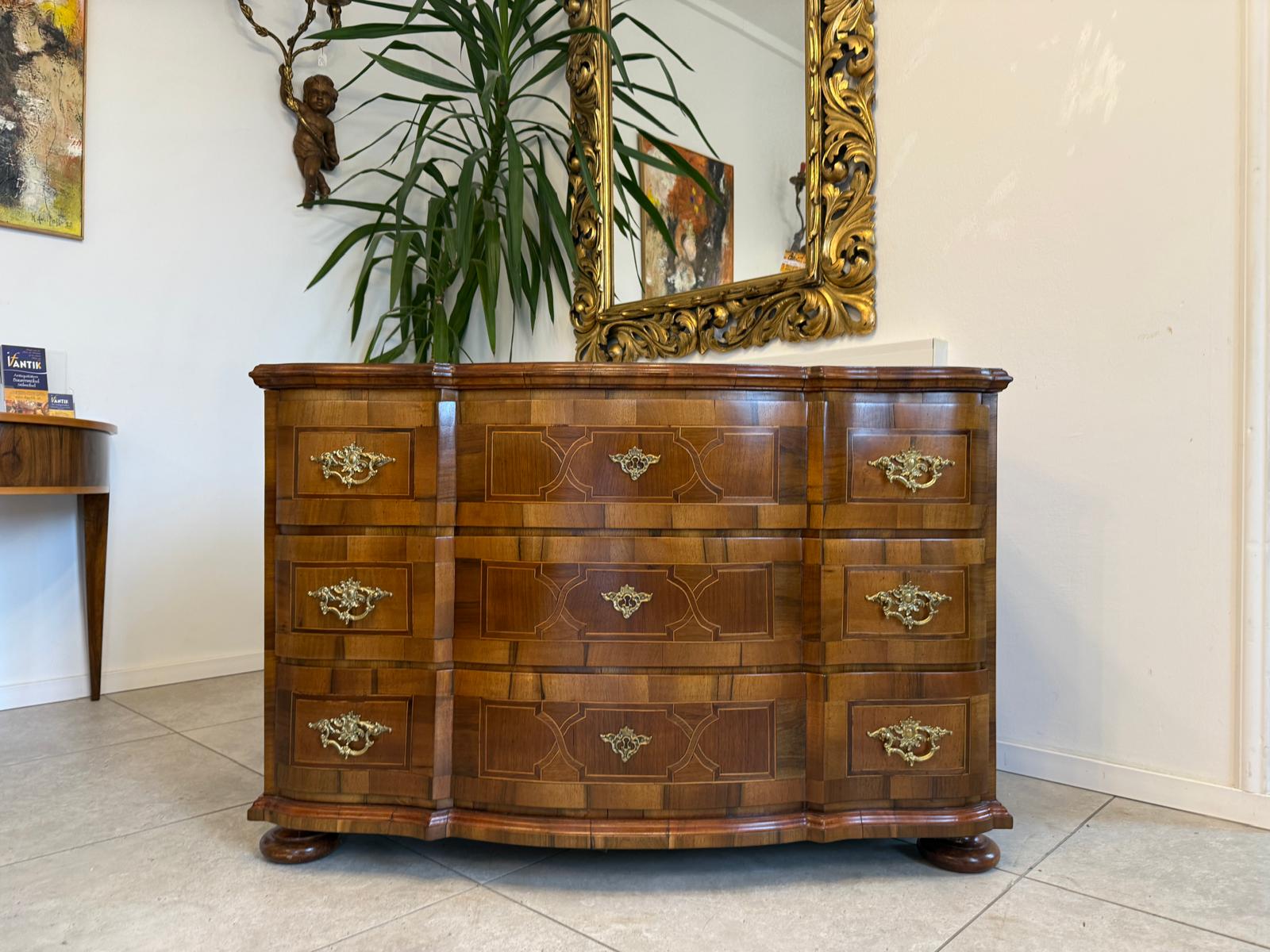 Authentische Barock Kommode Obstholz Marketerien Antiquität Nussholz  G2370