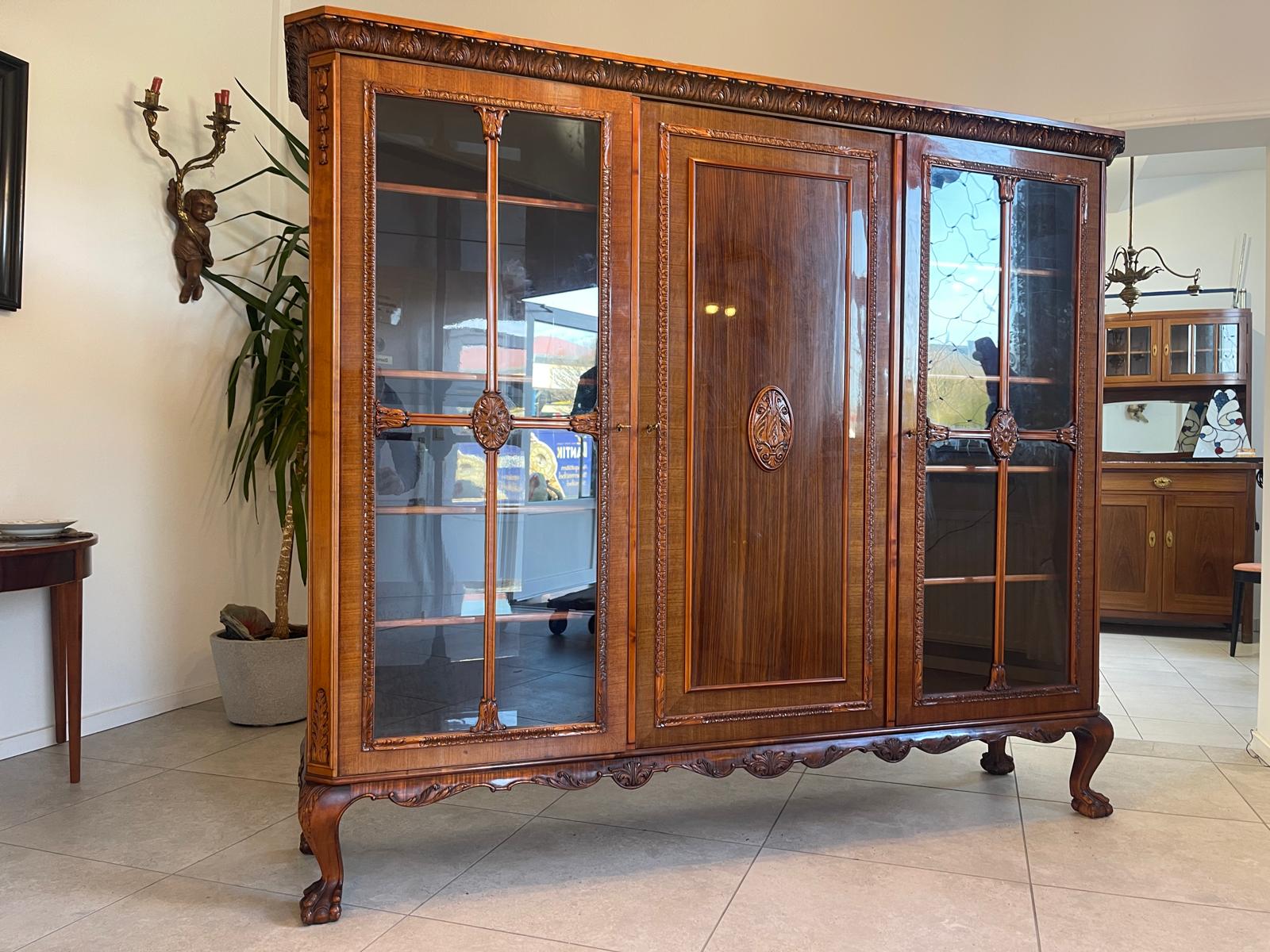 Bücherschrank Barock Barockstil Vitrine Glasschrank Wohnzimmerschrank A5149