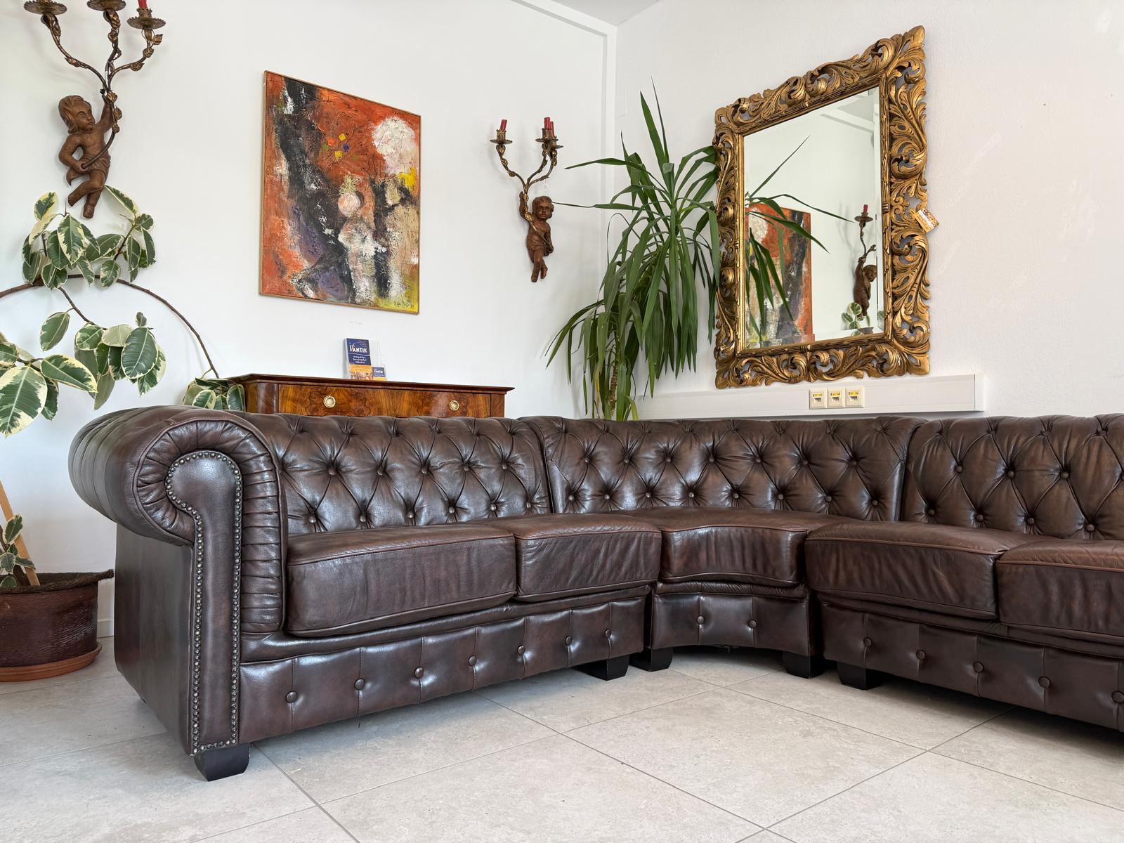 Chesterfield Ecksofa Clubsofa Couch Zigarrenbraun D2522
