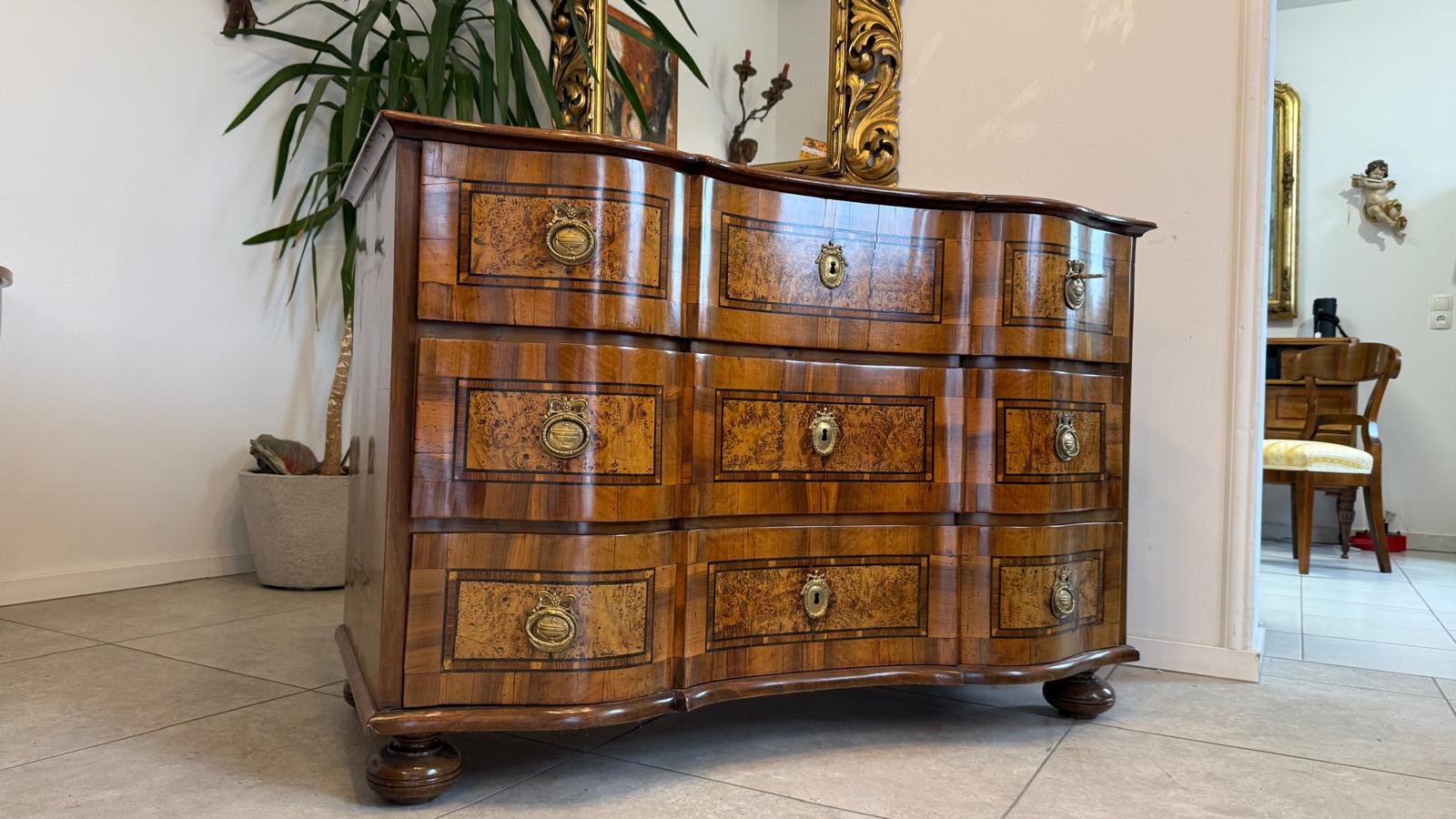 Authentische Barock Kommode Obstholz Marketerien Antiquität Nussholz  G2375