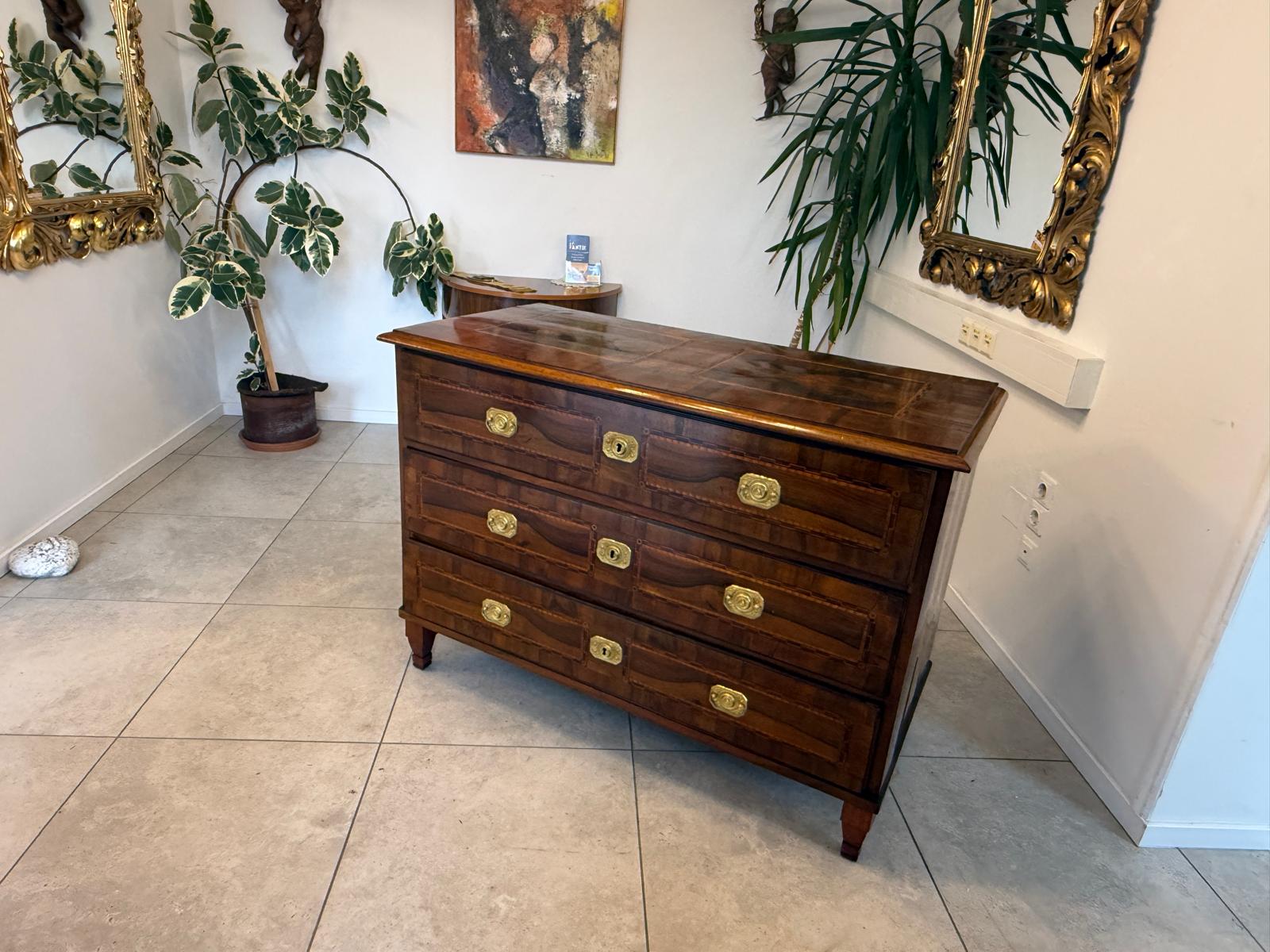 Barock Kommode Obstholz Marketerien Antiquität Nussholz  G2369