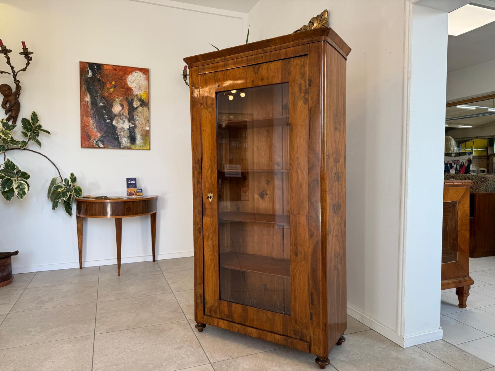 Antiquität Sale Biedermeier Vitrine Bücherschrank Nussholz G2212