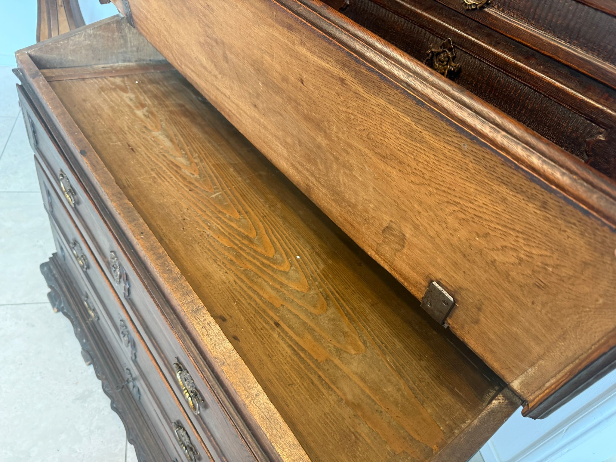 Barock Eichensekretär Aufsatzschrank Schreibsekretär Anqituität  D2377