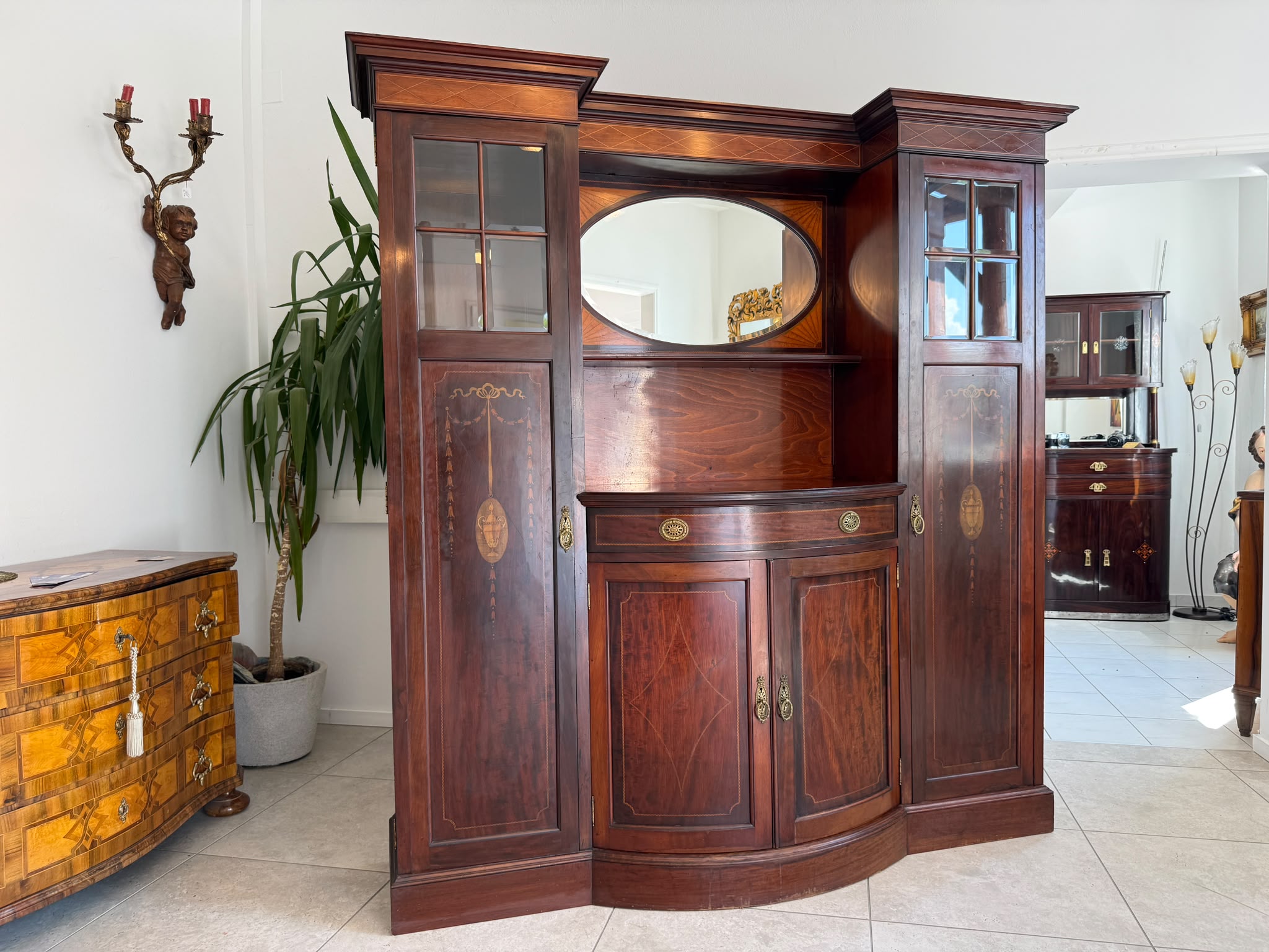 Jugendstil Bücherschrank Vitrinenschrank Original D2617