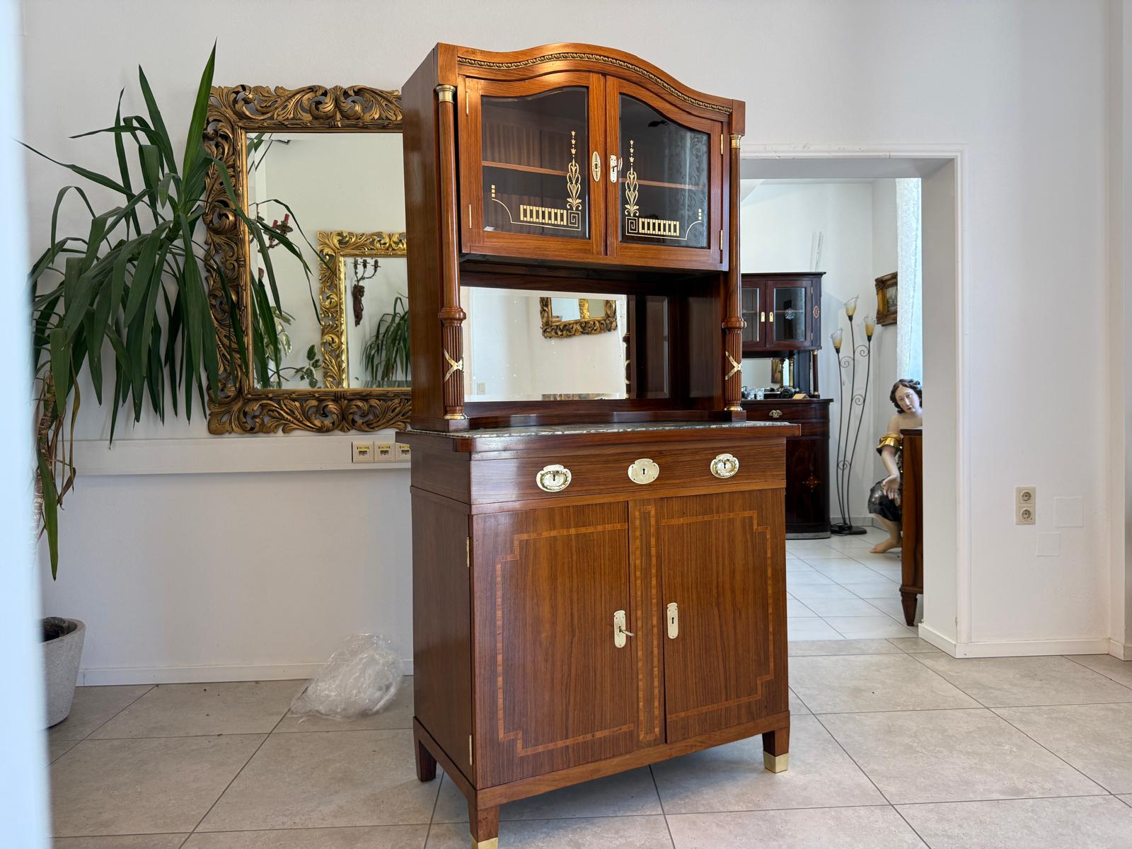 Jugendstil Aufsatzbuffet Antiquität Kredenz Küchenschrank D2697