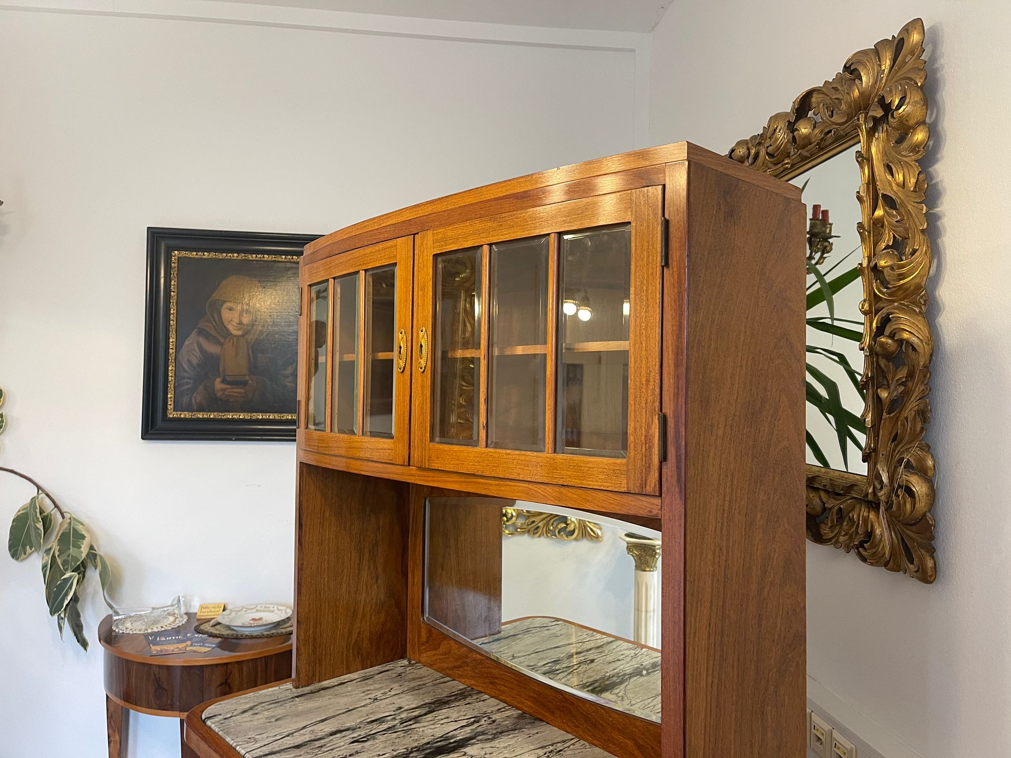 89194d75-e472-410a-8869-75080e55b2bf Originale Jugendstil Kredenz Vitrine Bücherschrank Vintage Design A5054