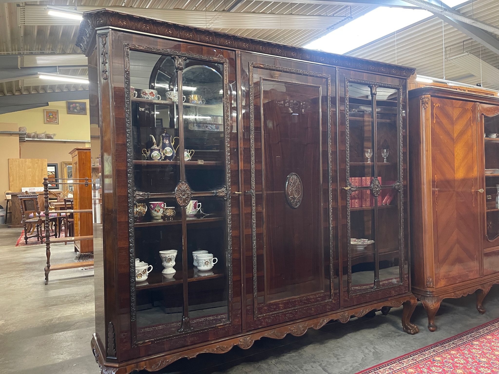 Bücherschrank Barock Barockstil Vitrine Glasschrank Wohnzimmerschrank A5150
