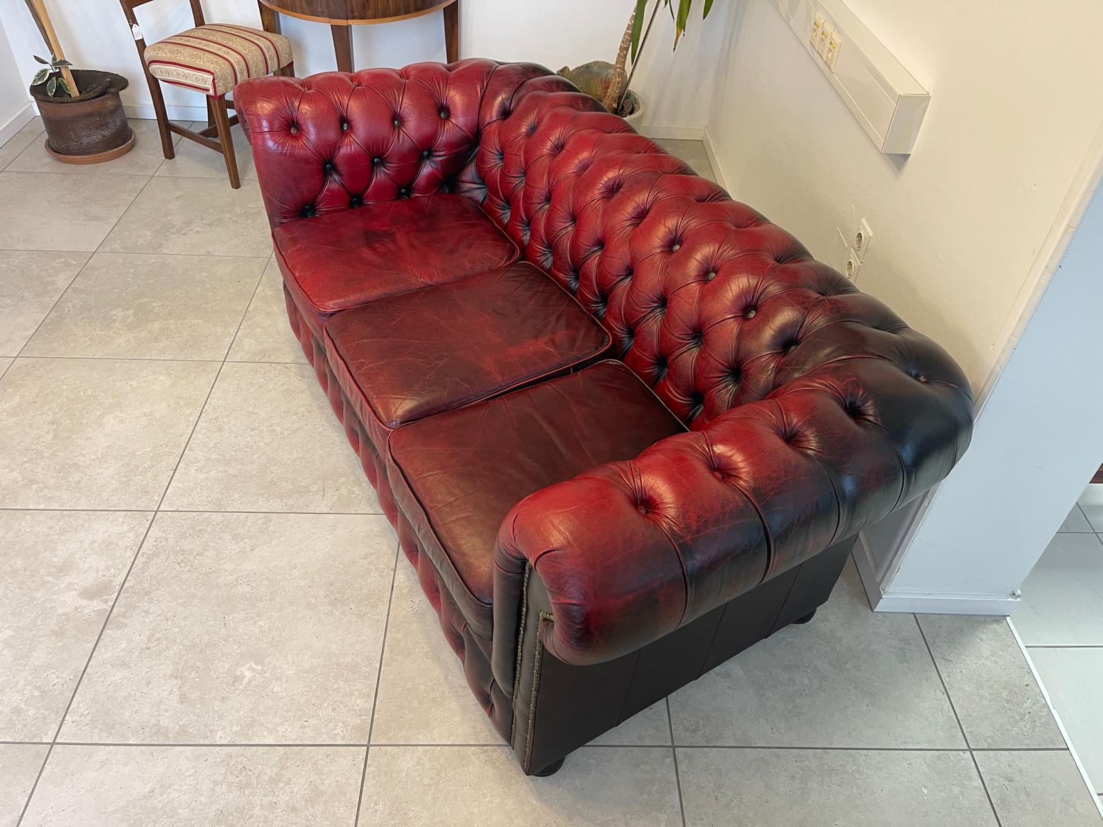 Chesterfield 3er Clubsofa Diwan Couch Oxblood G1052