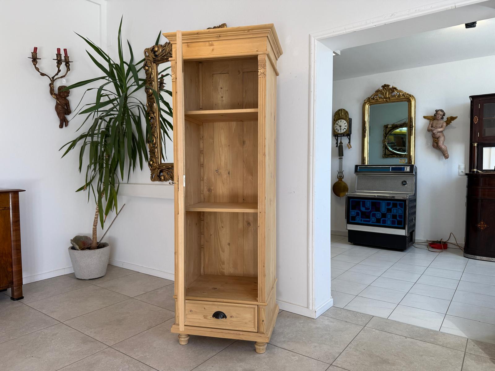 Antike Bauernvitrine Vitrine Naturholz Bücherschrank Alte Bauernmöbel D2345