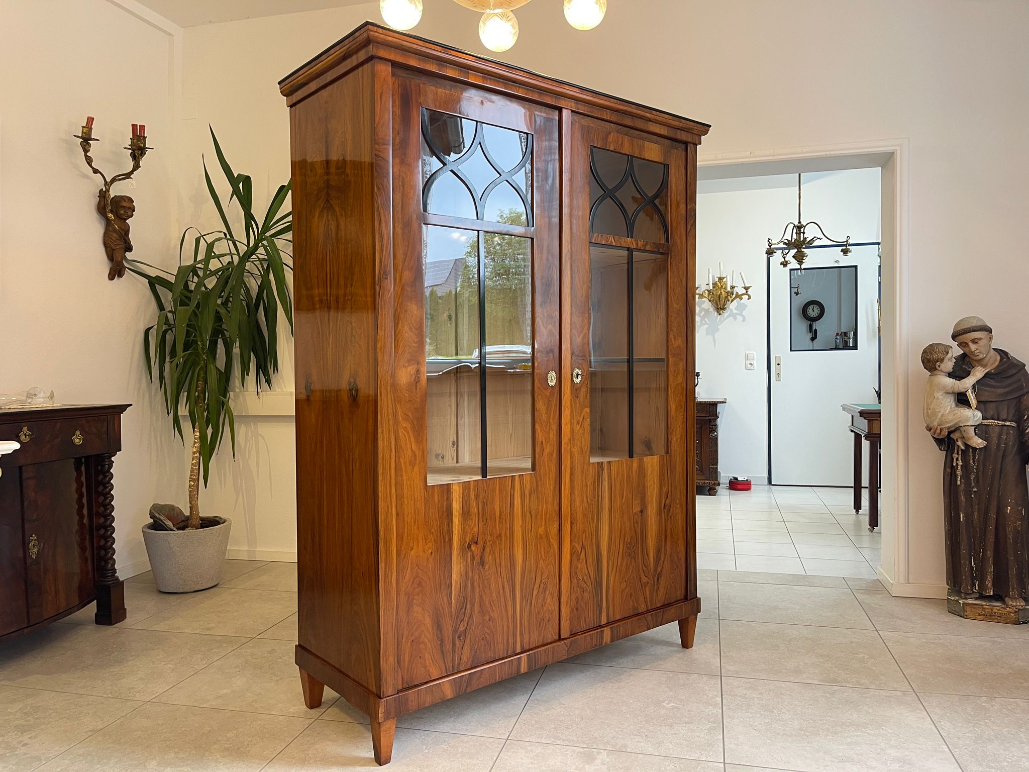 Antiquität Sale Biedermeier Vitrine Bücherschrank Nussholz A4953