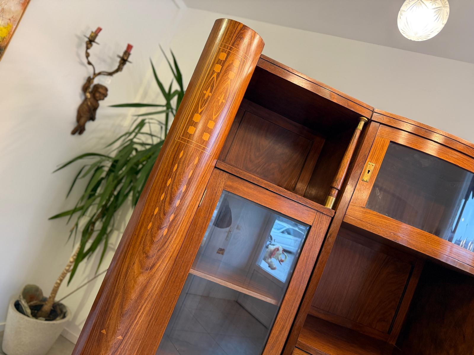 Jugendstil Bücherschrank Kasten Antik Vitrinenschrank D2277