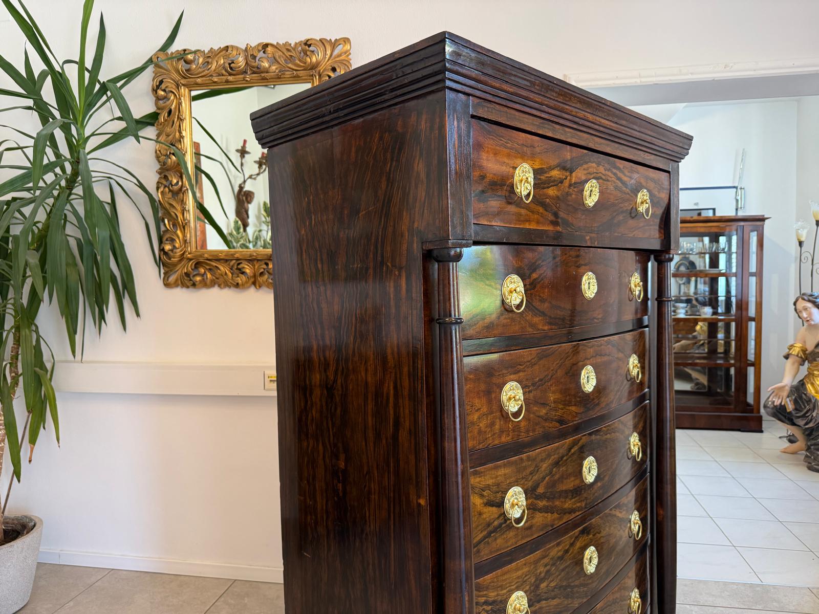 Empire Wochenkommode Nussholz Ladenschrank Antik G2089