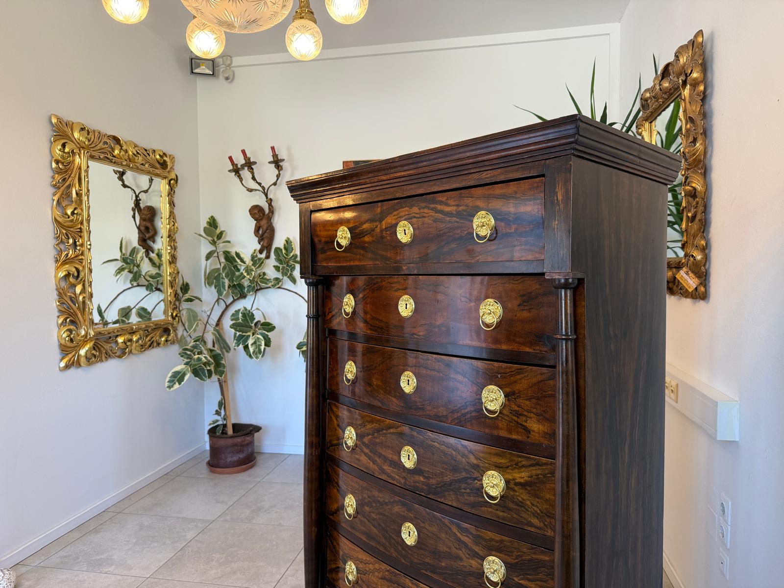 Empire Wochenkommode Nussholz Ladenschrank Antik G2089