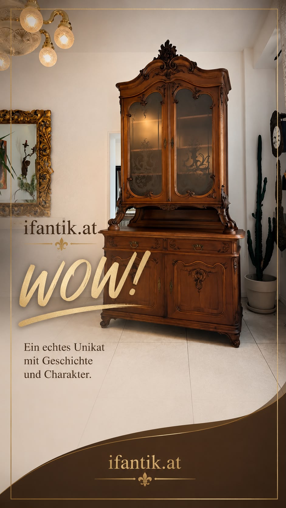 SALE Pfeiferlbarock Aufsatzbuffet Altarschrank Aufsatzschrank Eichenholz  – D2657