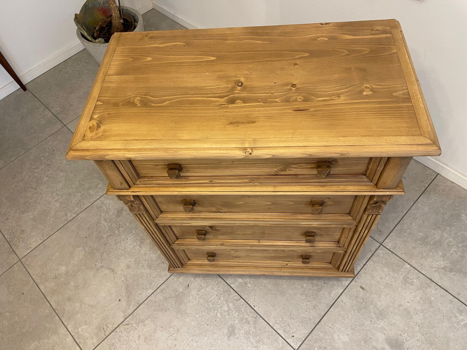 Bäuerliche 4 Ladenkommode Ladenschrank aus Vollholz im Gründerzeit-Stil G1056