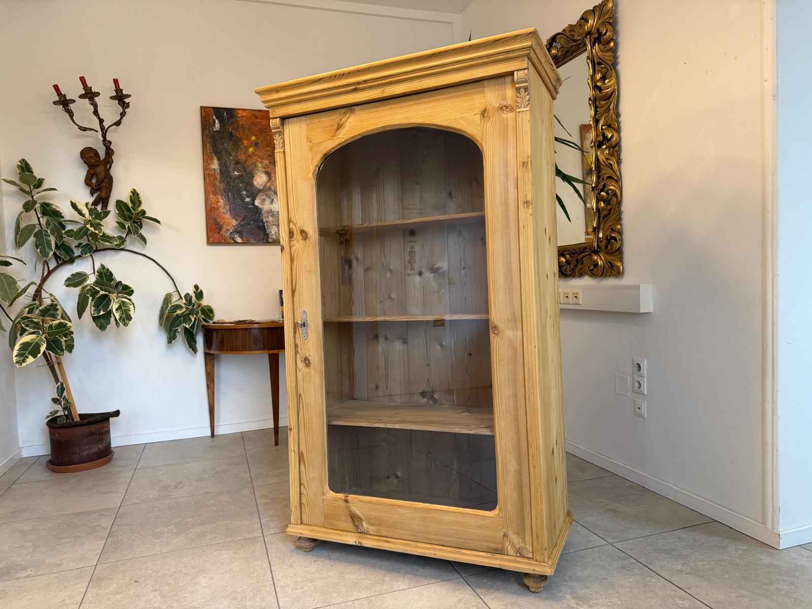 Bäuerliche Gründerzeit Vitrine Bauernvitrine Bauernschrank Naturholz G2216