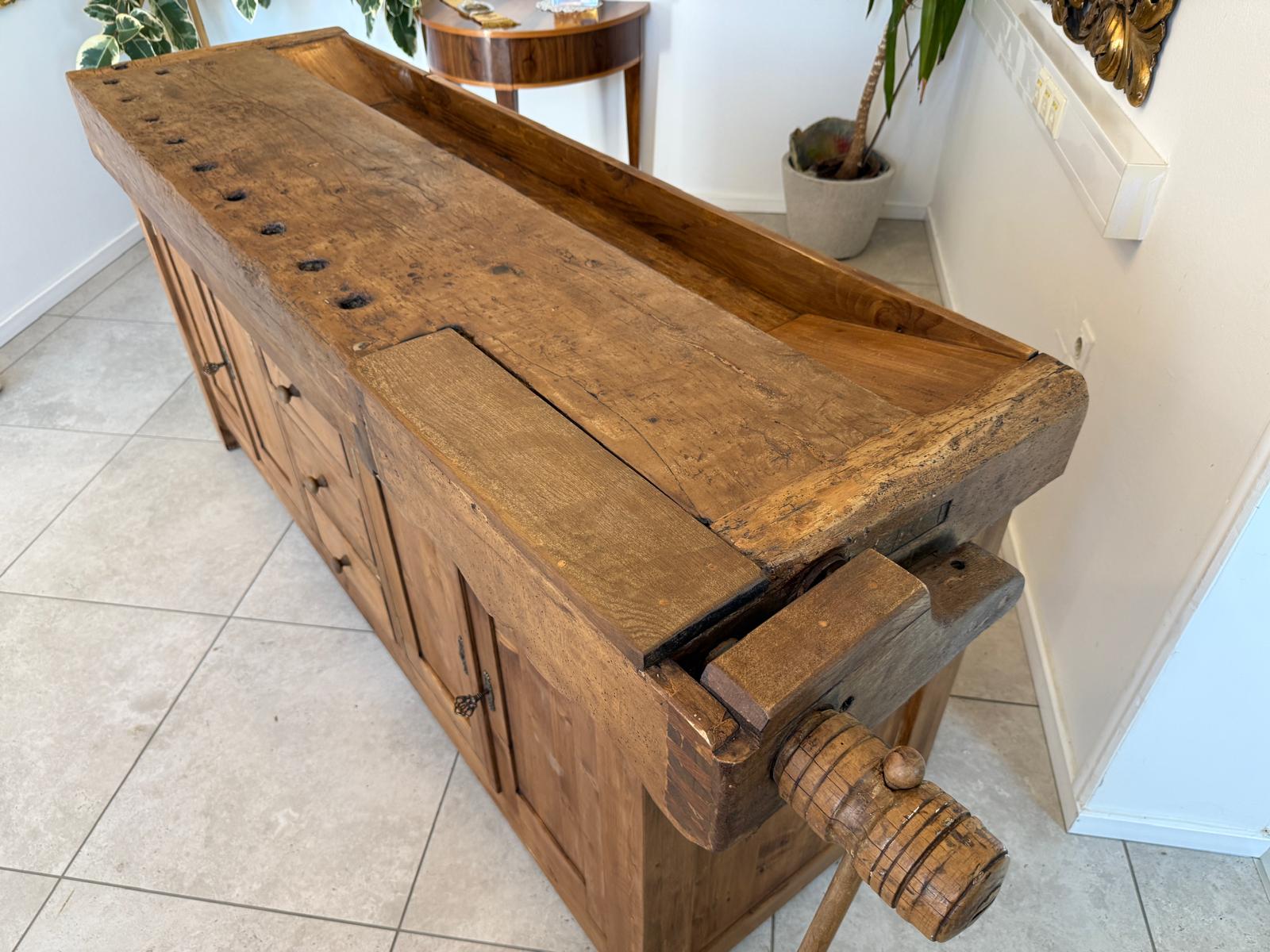 Urige Hobelbank Werkbank Pult Tresen Ladenschrank G2183