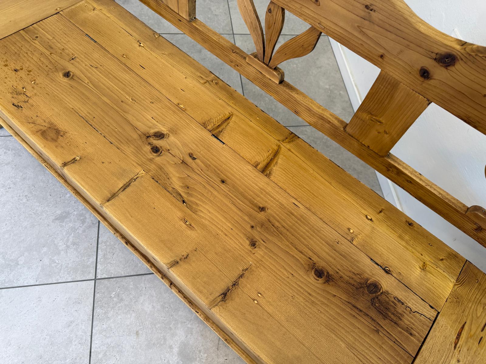 Provinzielle Biedermeier Truhenbank Landhausbank Antik D2413