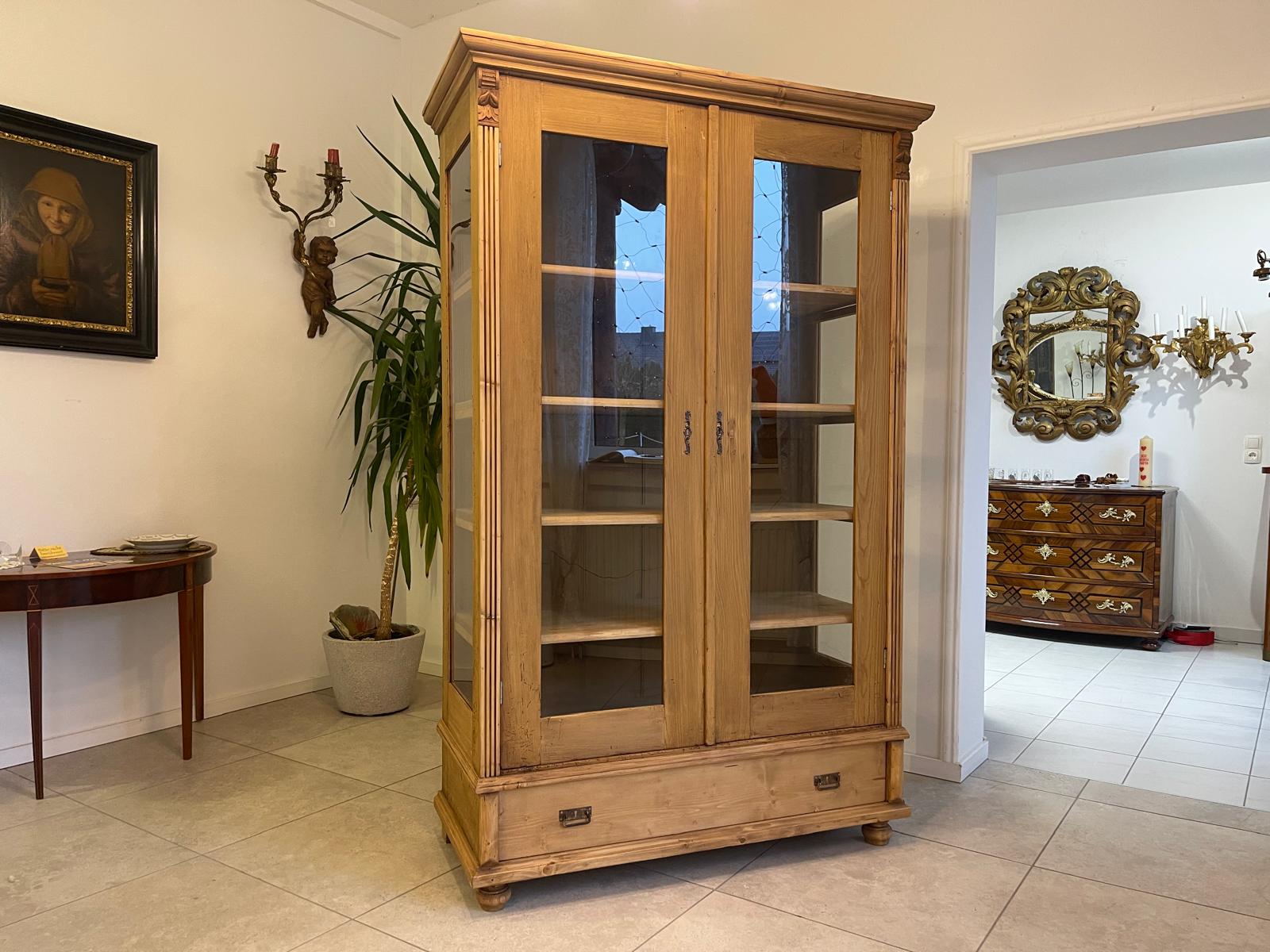 Bäuerliche Vitrine Bauernvitrine Bauernschrank Naturholz Bücherschrank Bauernmöbel A5132