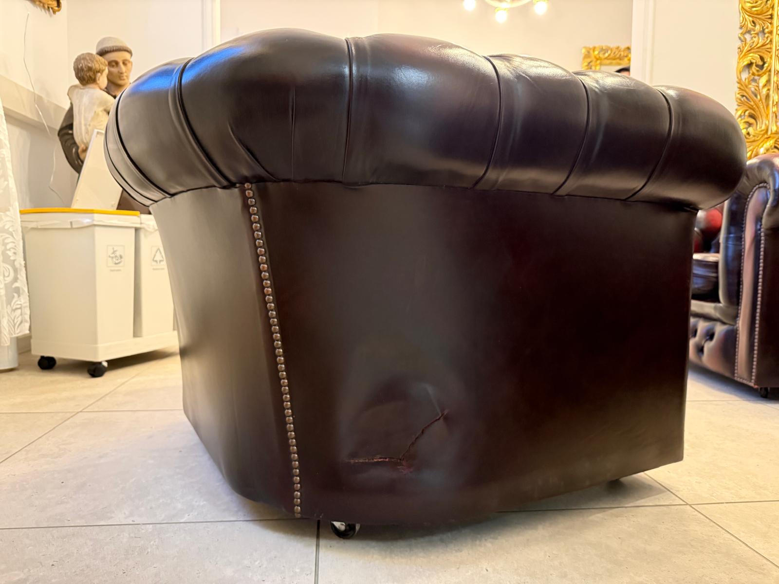 3er Ensemble Chesterfield Sofa Clubfauteuils Cultmöbel Antik D1027