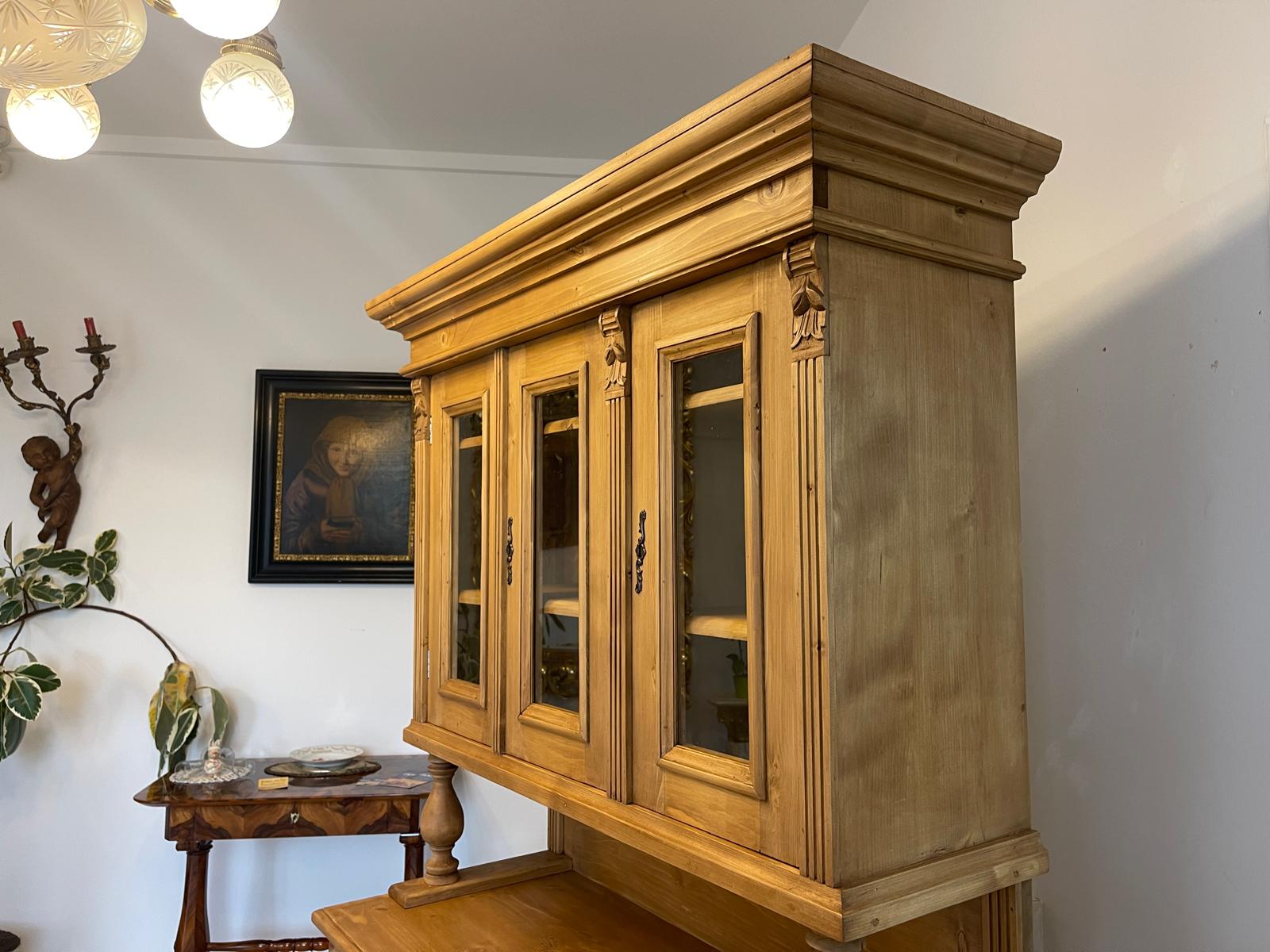 Bäuerlicher Gründerzeit Küchenschrank Vitrinenschrank G1504