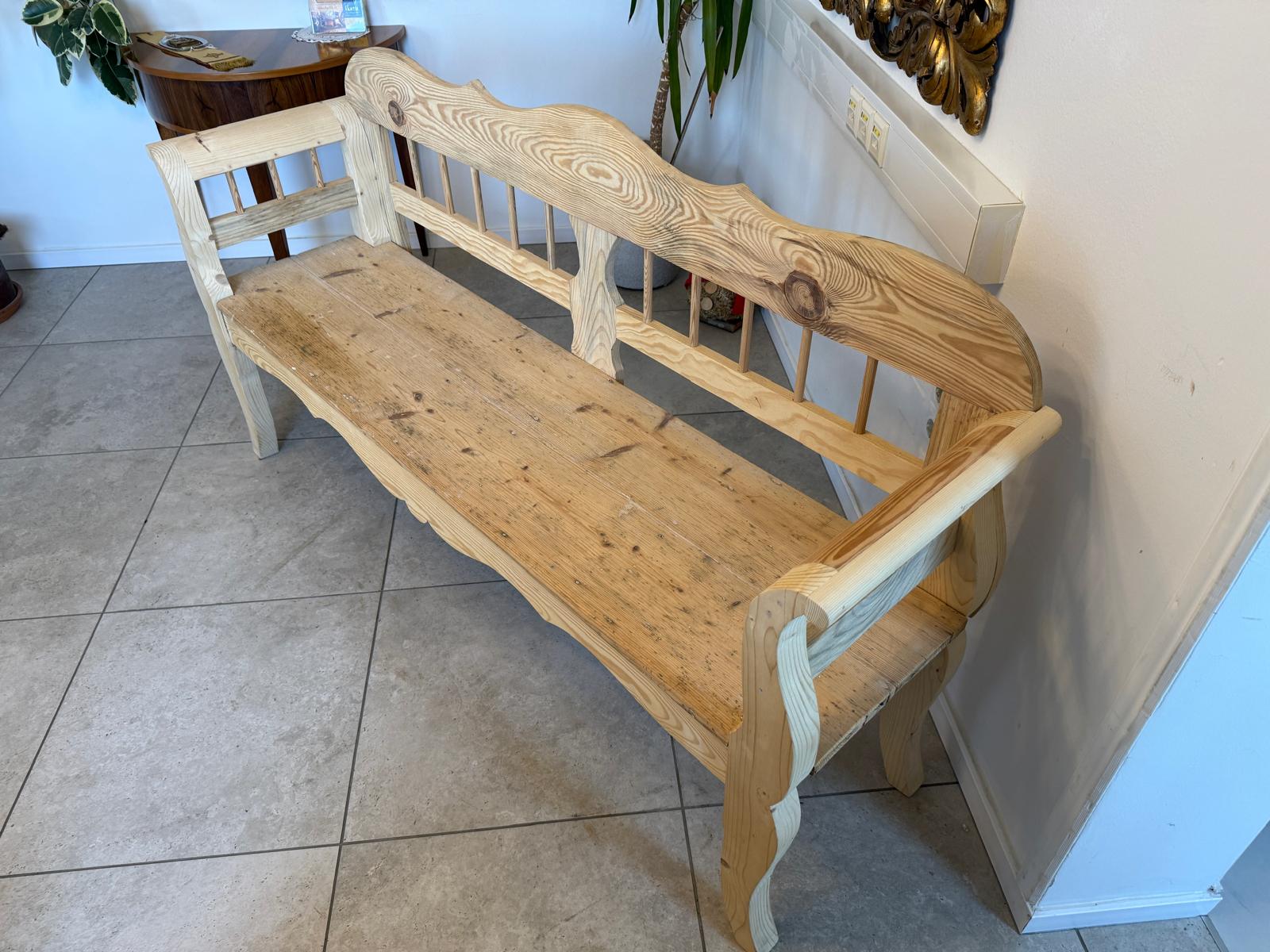 Provinzielle alte Landhausbank Küchenbank aus Holz Weichholzbank G2377