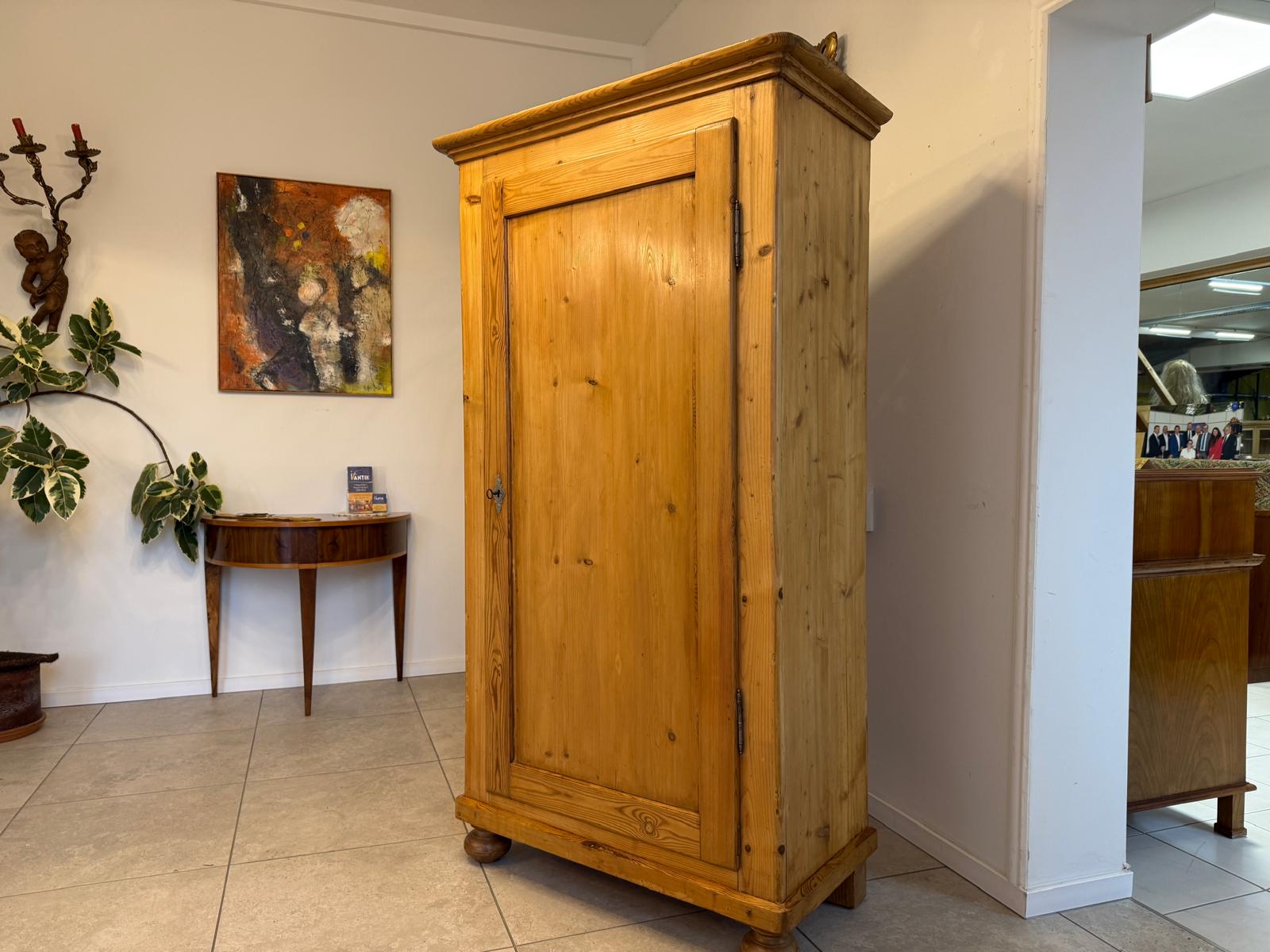 Restaurierter 1 türiger Bauernschrank Biedermeier Naturholzschrank G2255