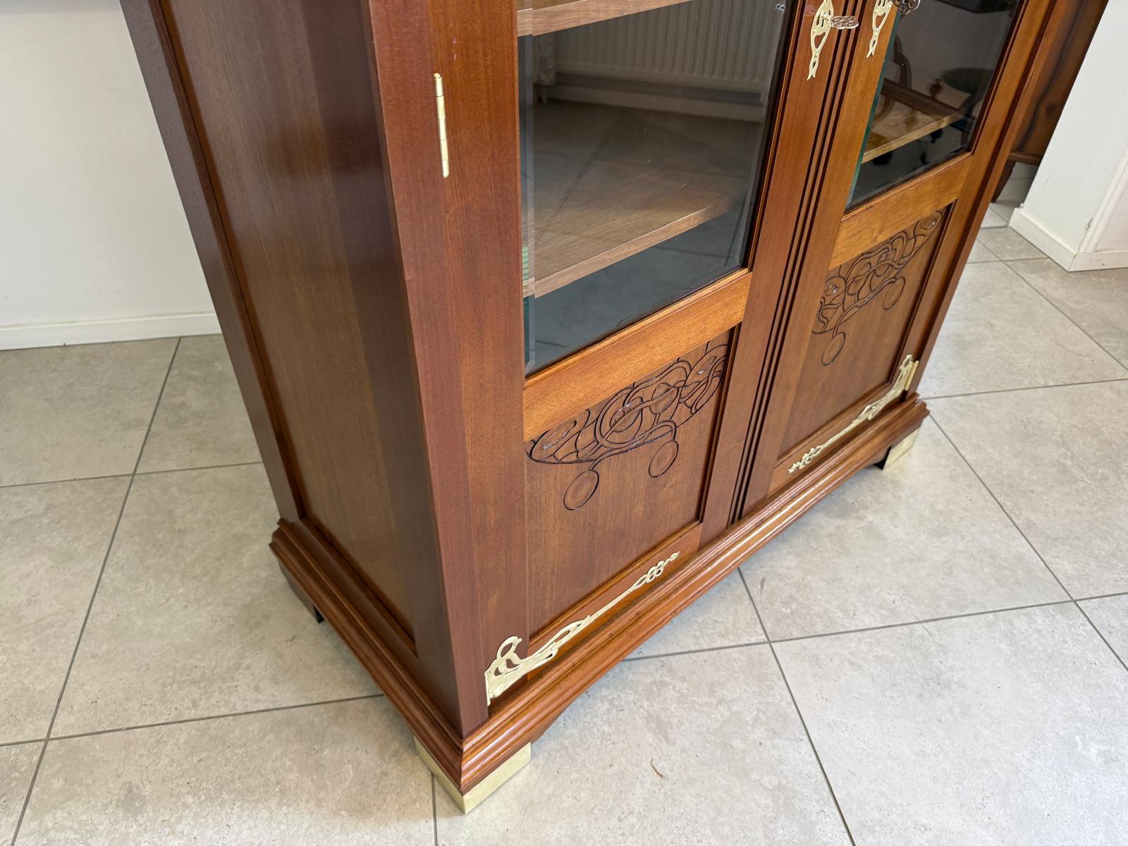 Jugendstil Vitrine Glasschrank Bücherschrank Bibliothekschrank Antiquität D2866