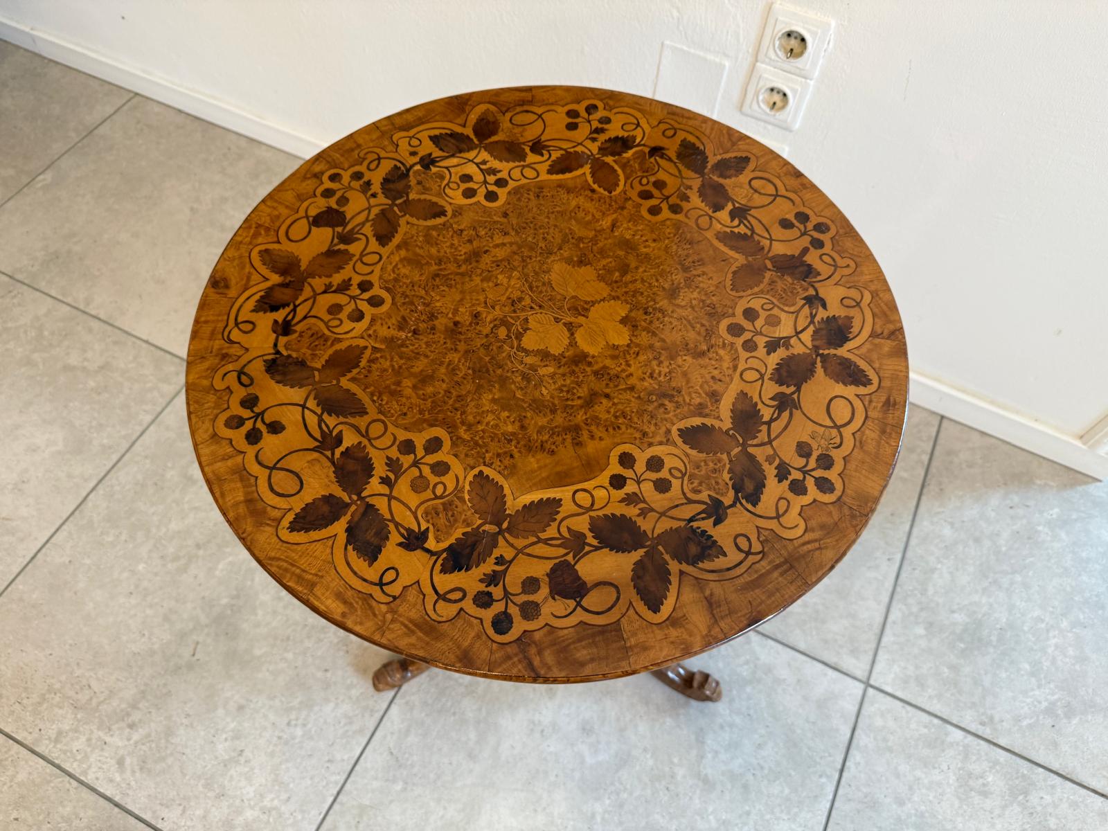 Originales Biedermeier Tischerl Beistelltischerl Intarsien Blumentisch G2218