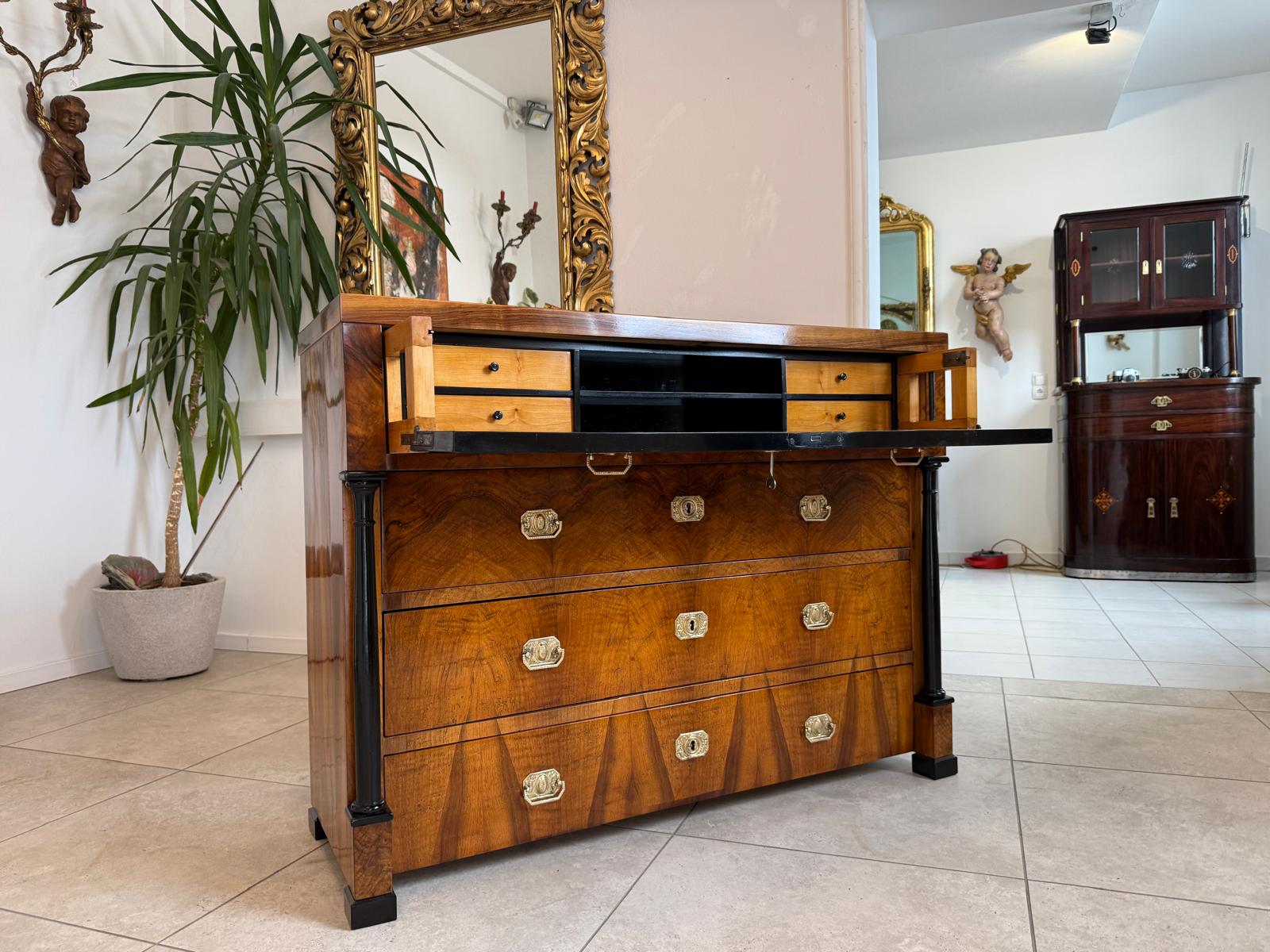 Sale Restaurierte Biedermeier Schreibkommode Nussholz Antiquität D1192