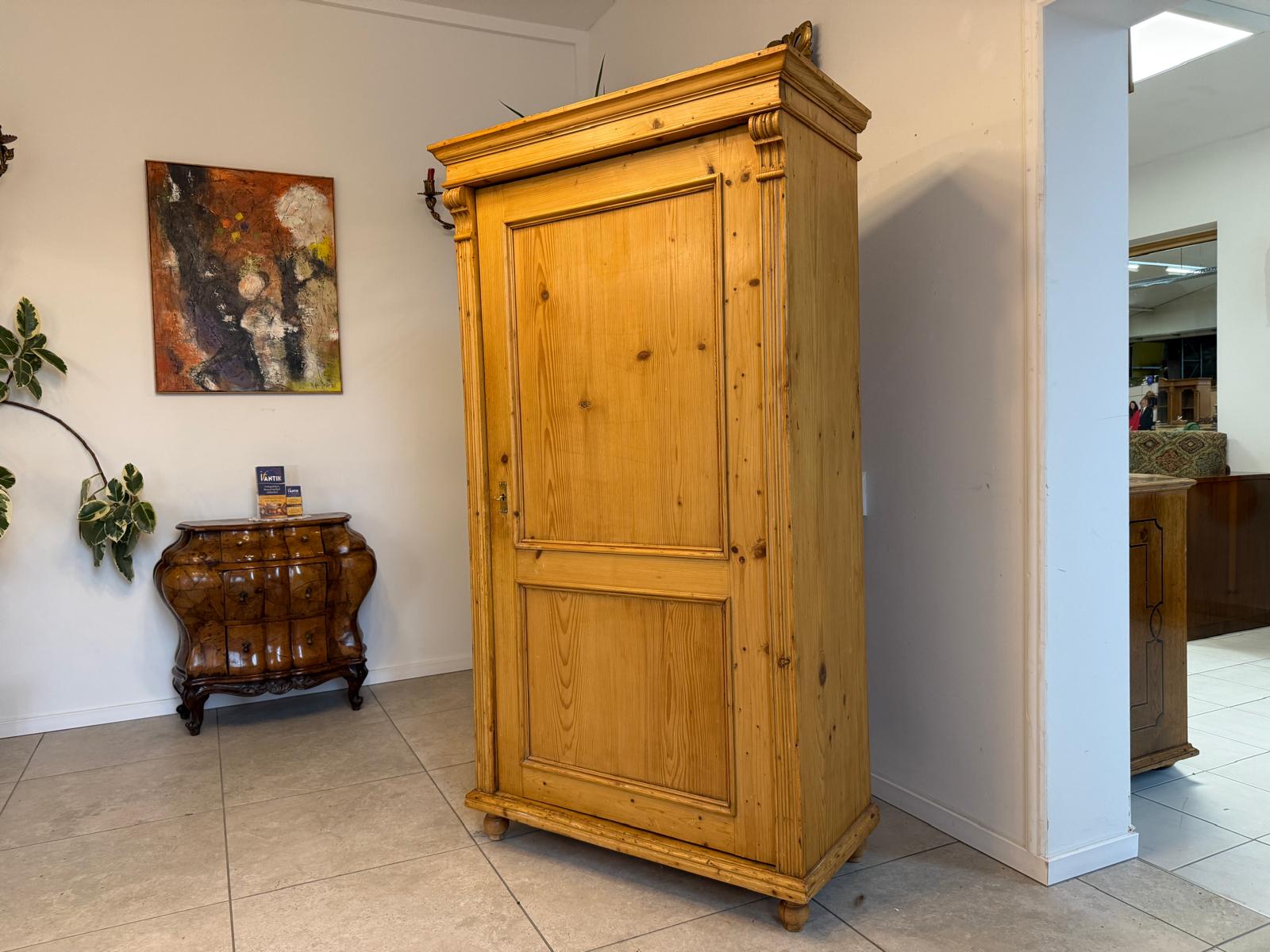 Originaler 1 türiger Bauernschrank Gründerzeit Naturholzschrank Bauernstube Weichholz D1159