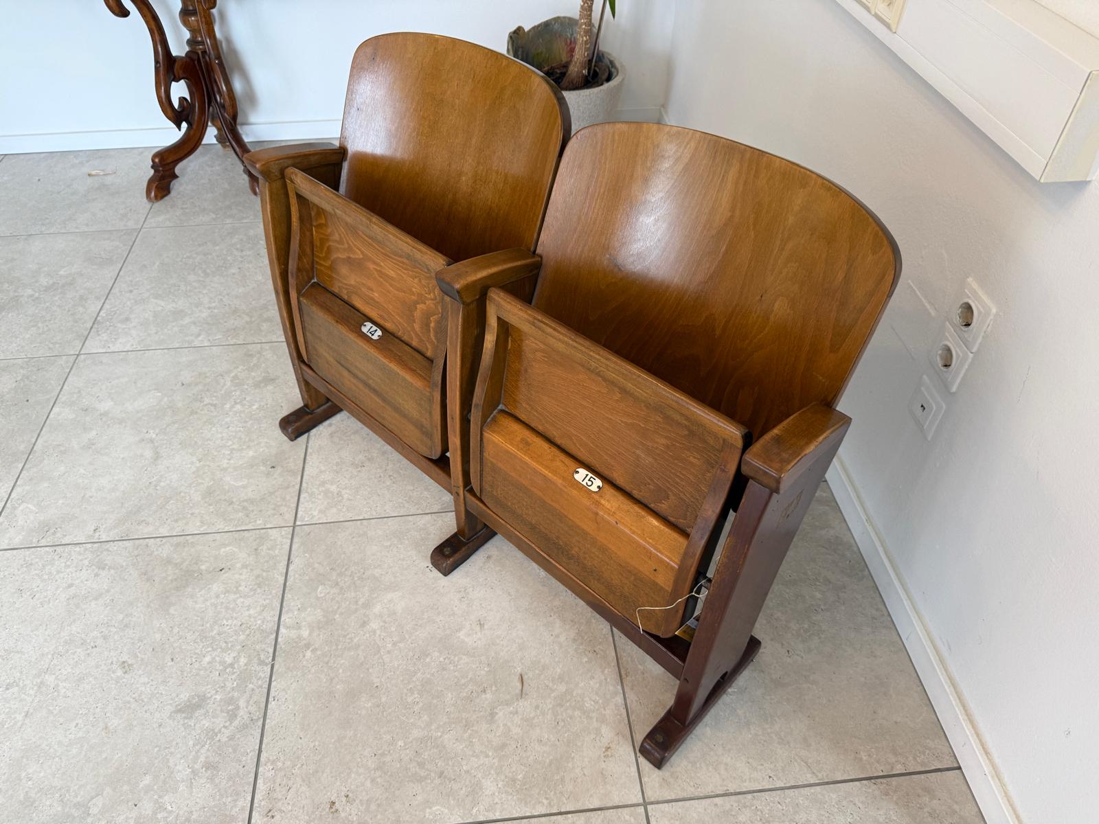 Original Wiener Kinosessel 2er Sitz Klappstuhl Stuhl Nostalgie G1723
