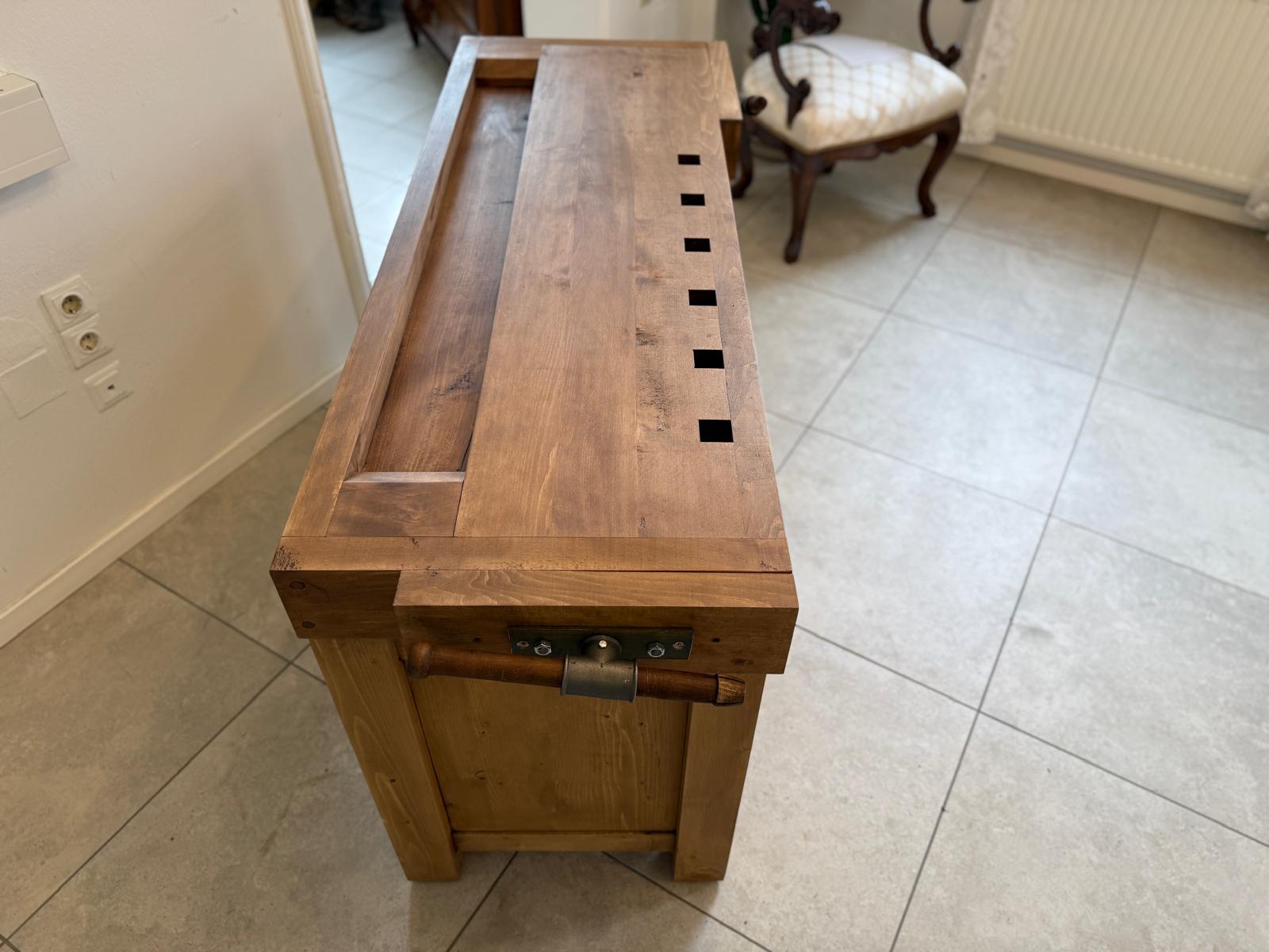 Hobelbank,Werkbank Ladentisch Antik Massivholz D2275