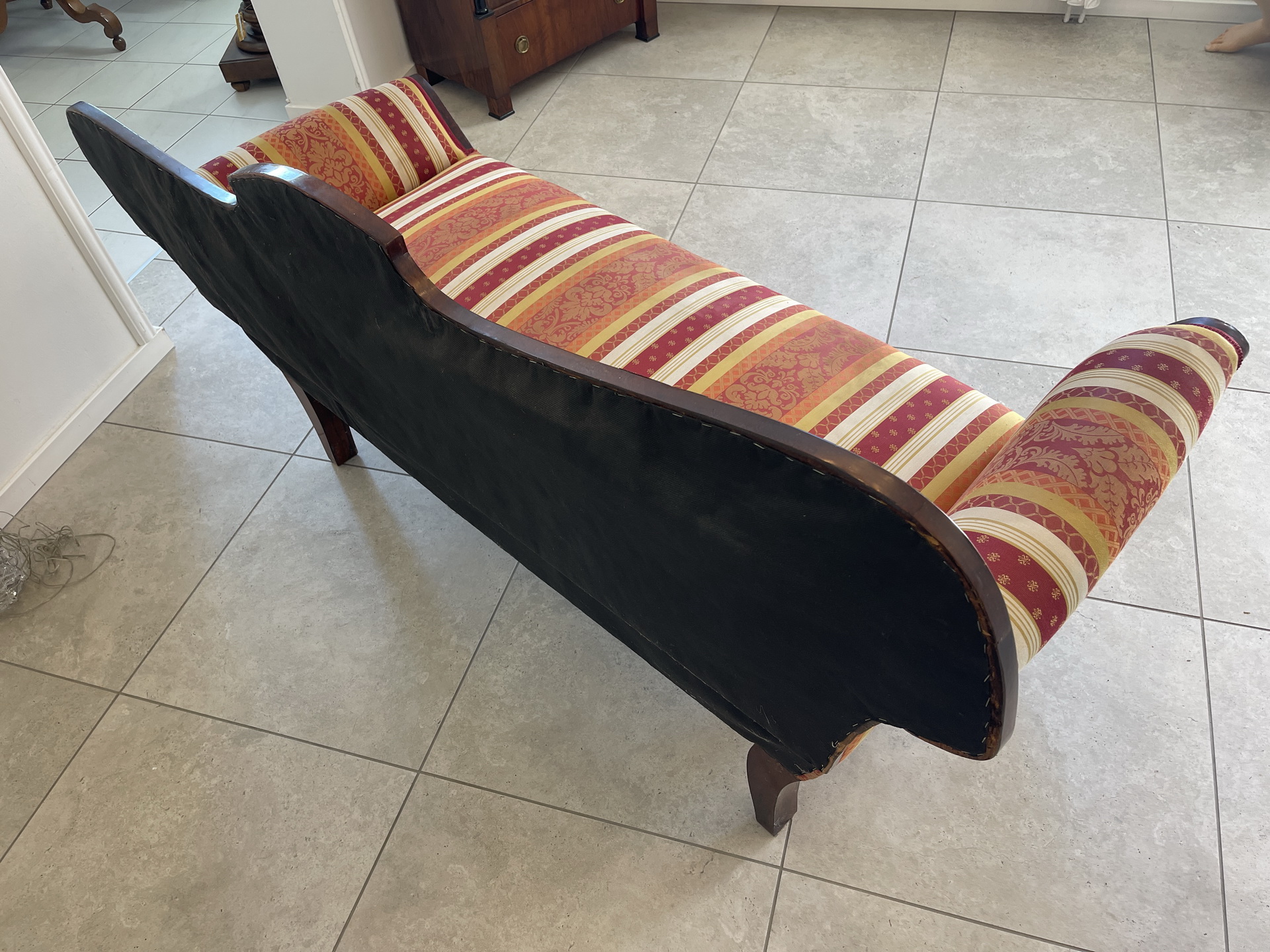 Biedermeier-_24 Biedermeier Sofa Diwan Couch Chaiselongue Antik 1850 Nuss Holz A4134