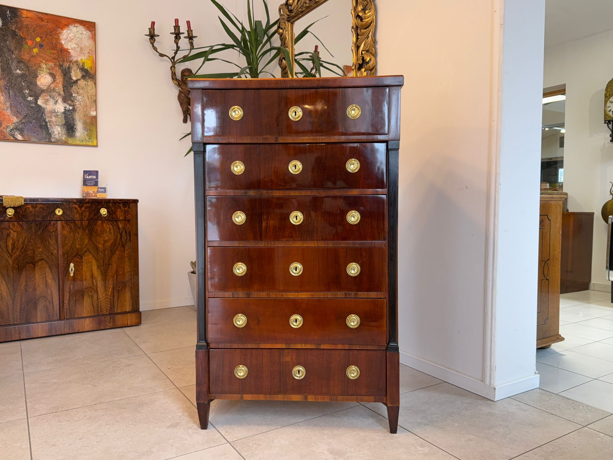 Sale Restaurierte Biedermeier Wochenkommode Nussholz Antiquität D1108