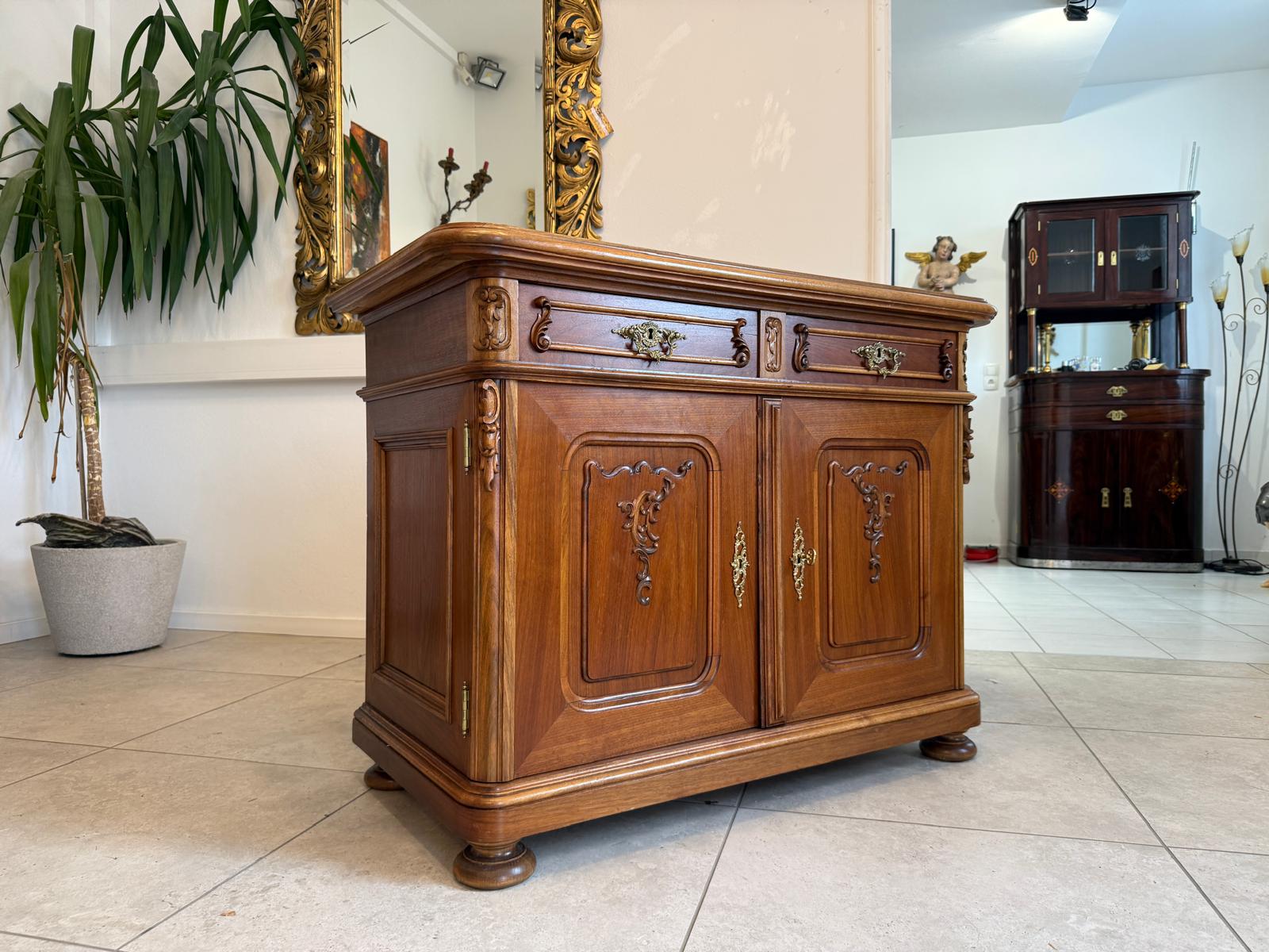 Pfeiferlbarock Anrichte Sideboard Eichenholz Granitplatte Antiquität D2746
