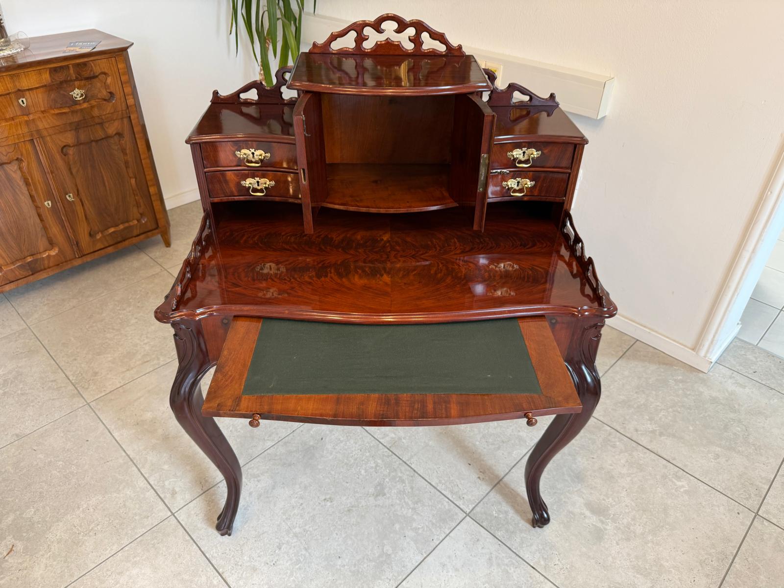 Biedermeier Damen Sekretär Schreibsekretär Nussfurniert Antiquität  G1831-1