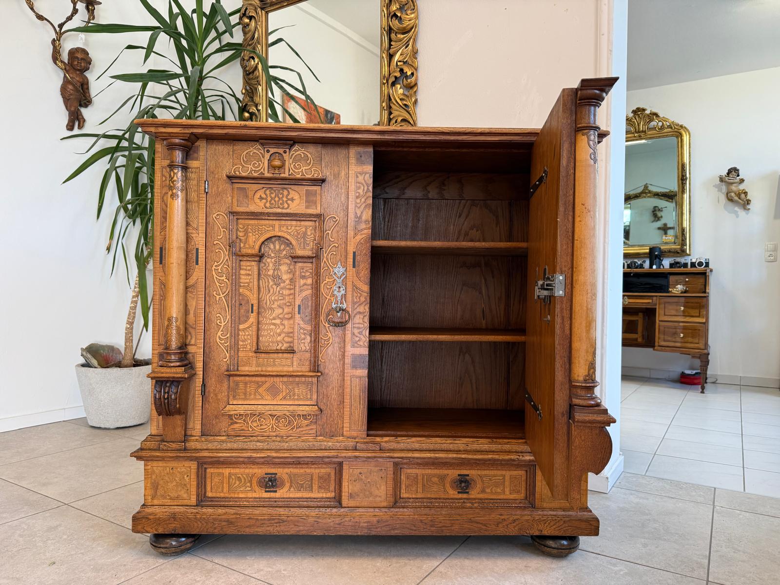 Spätrenaissance Anrichte Eichenholz Original Rarität Antiquität G2189