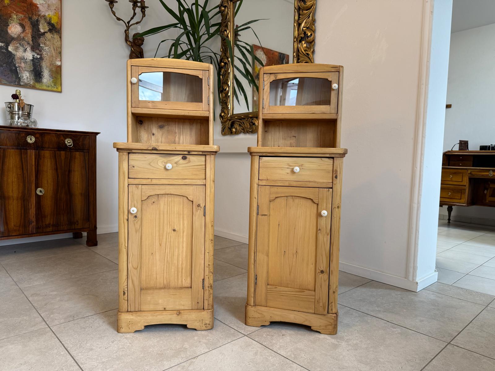 2 Restaurierte Bäuerliche Nachtkasterl Naturholzkasterl G2122