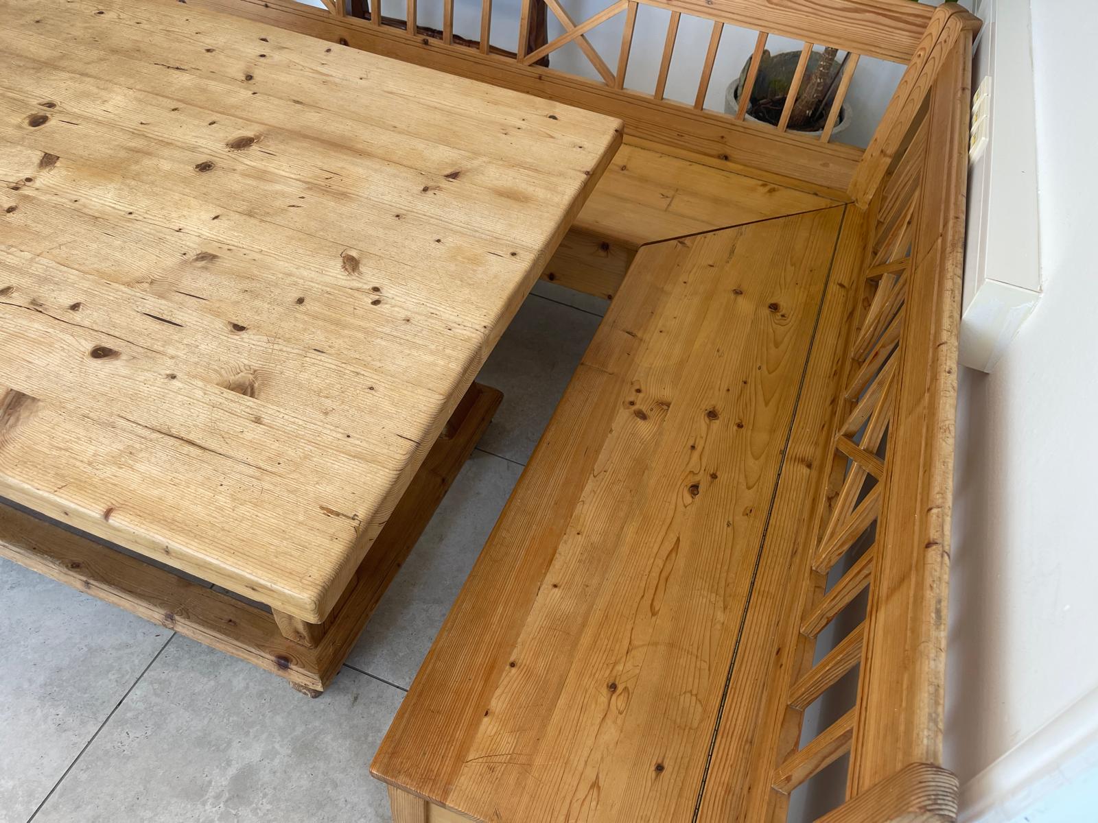 Bäuerliche Bauernsitzgruppe Ensemble Jogltisch Bauernstube Sessel Naturholz Antik G1701