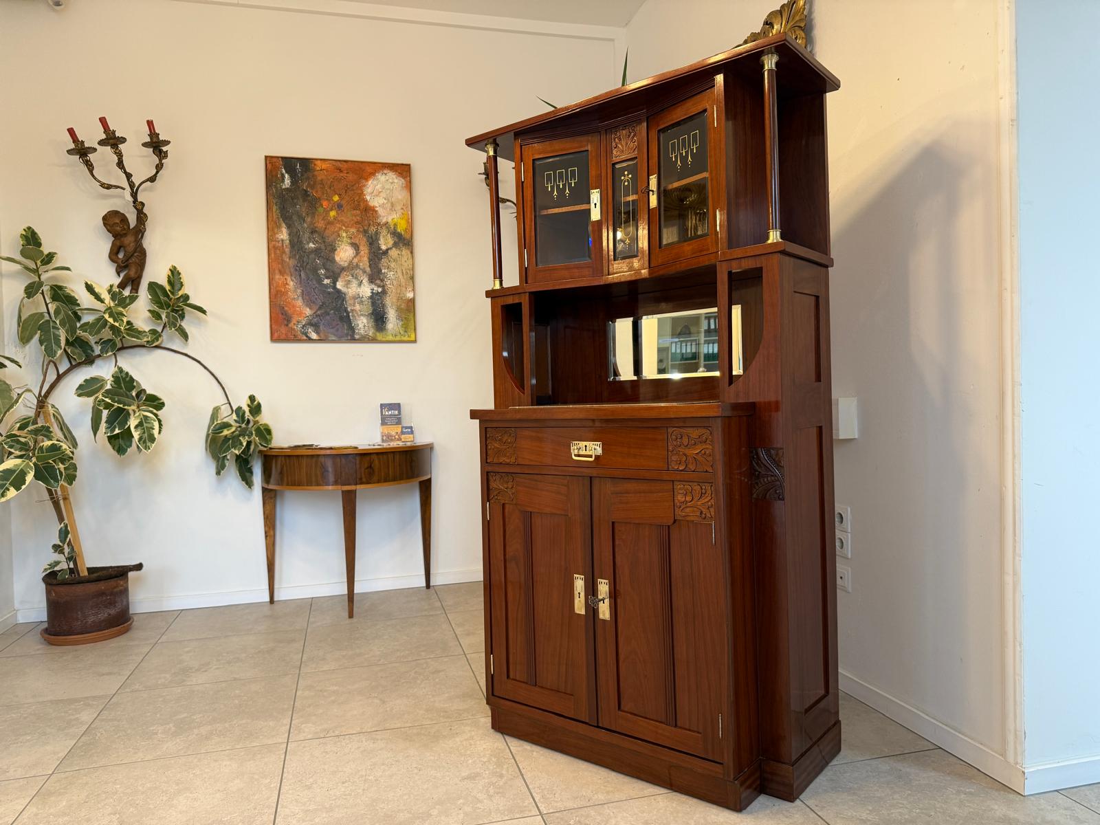 Restauriertes Jugendstil Aufsatzbuffet Bücherschrank G2243