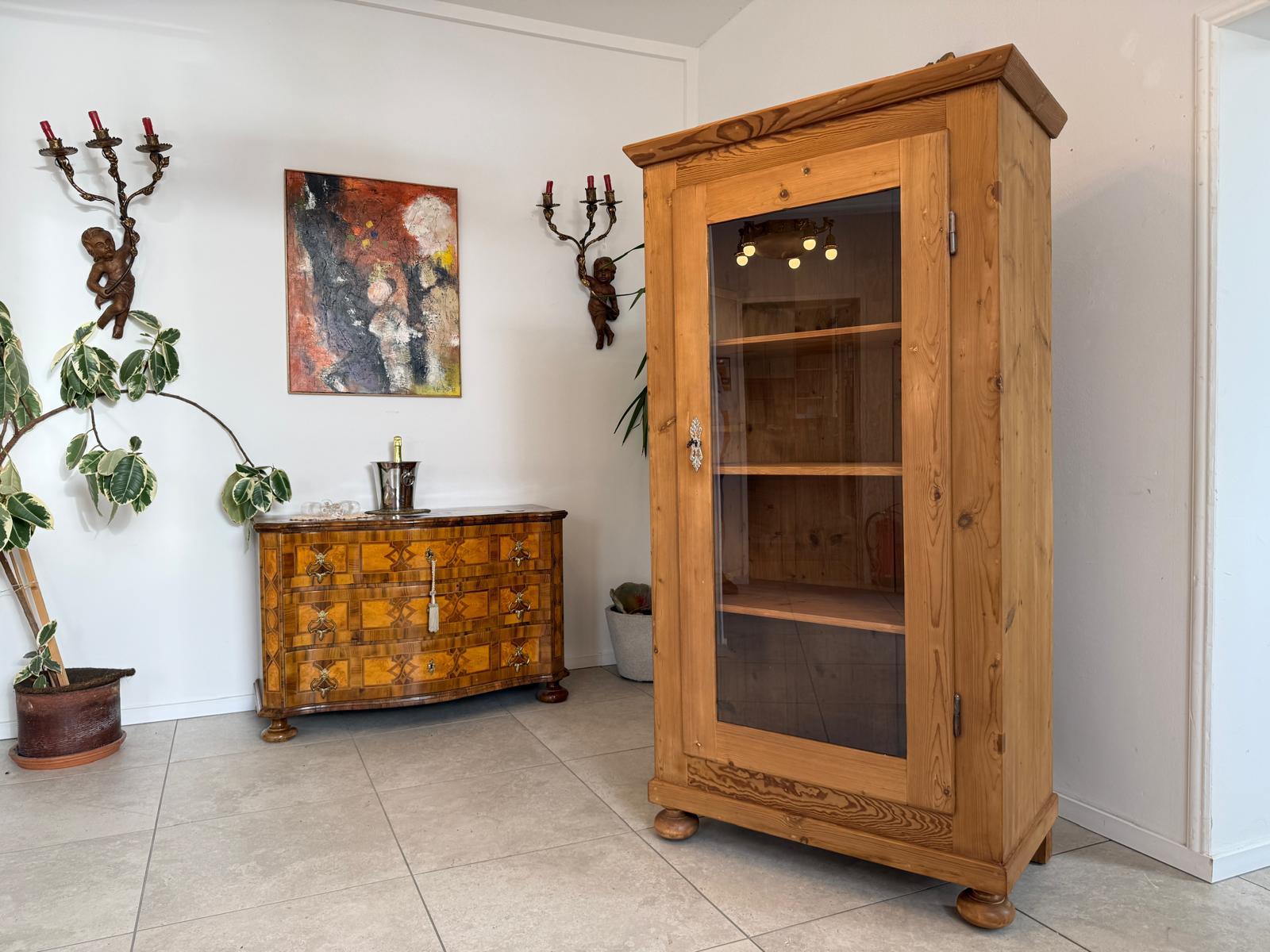 Jugendstil Vitrine Bauernvitrine Bücherschrank Bauernschrank D2649