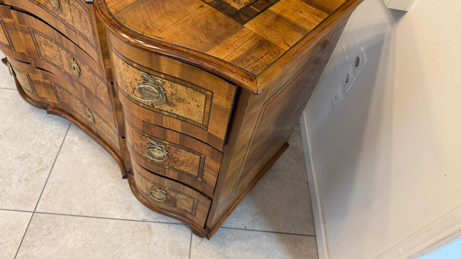 Authentische Barock Kommode Obstholz Marketerien Antiquität Nussholz  G2375