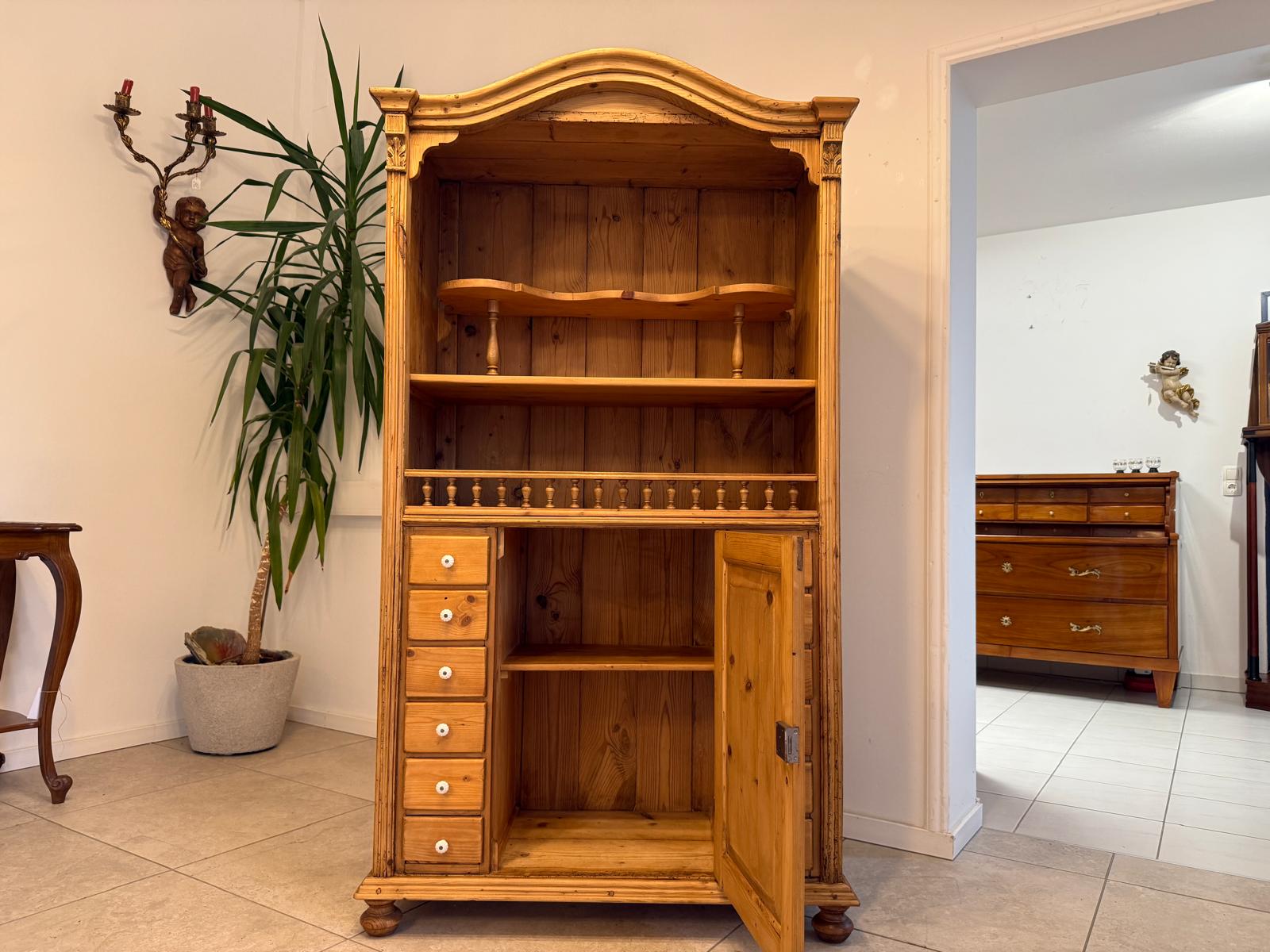 Bäuerliches Bücherregal Gründerzeit Stellage Naturholz G1805