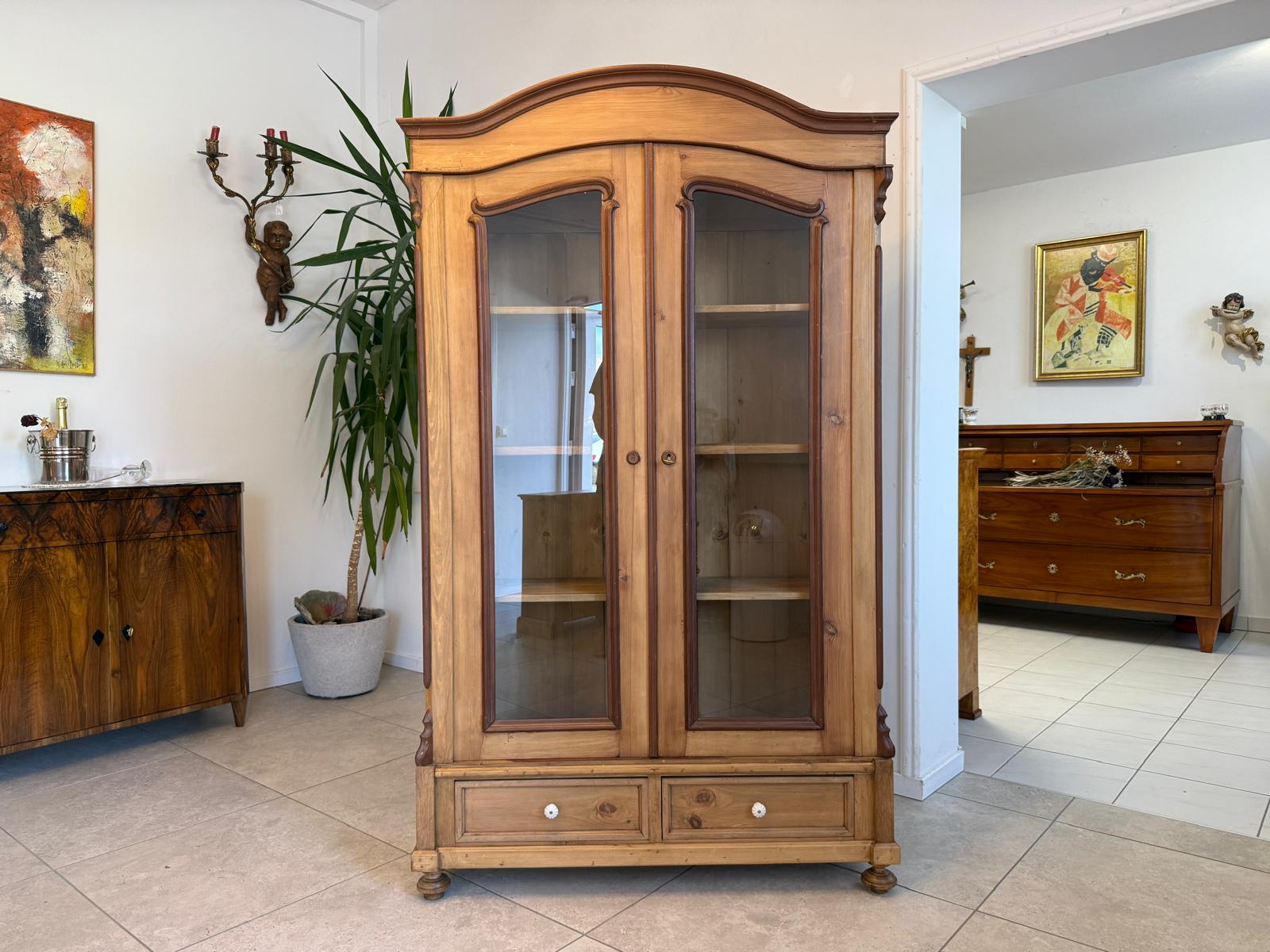 Originale Vitrine Glasvitrine Bücherschrank Bauernvitrine Antik Bauernkasten G1933