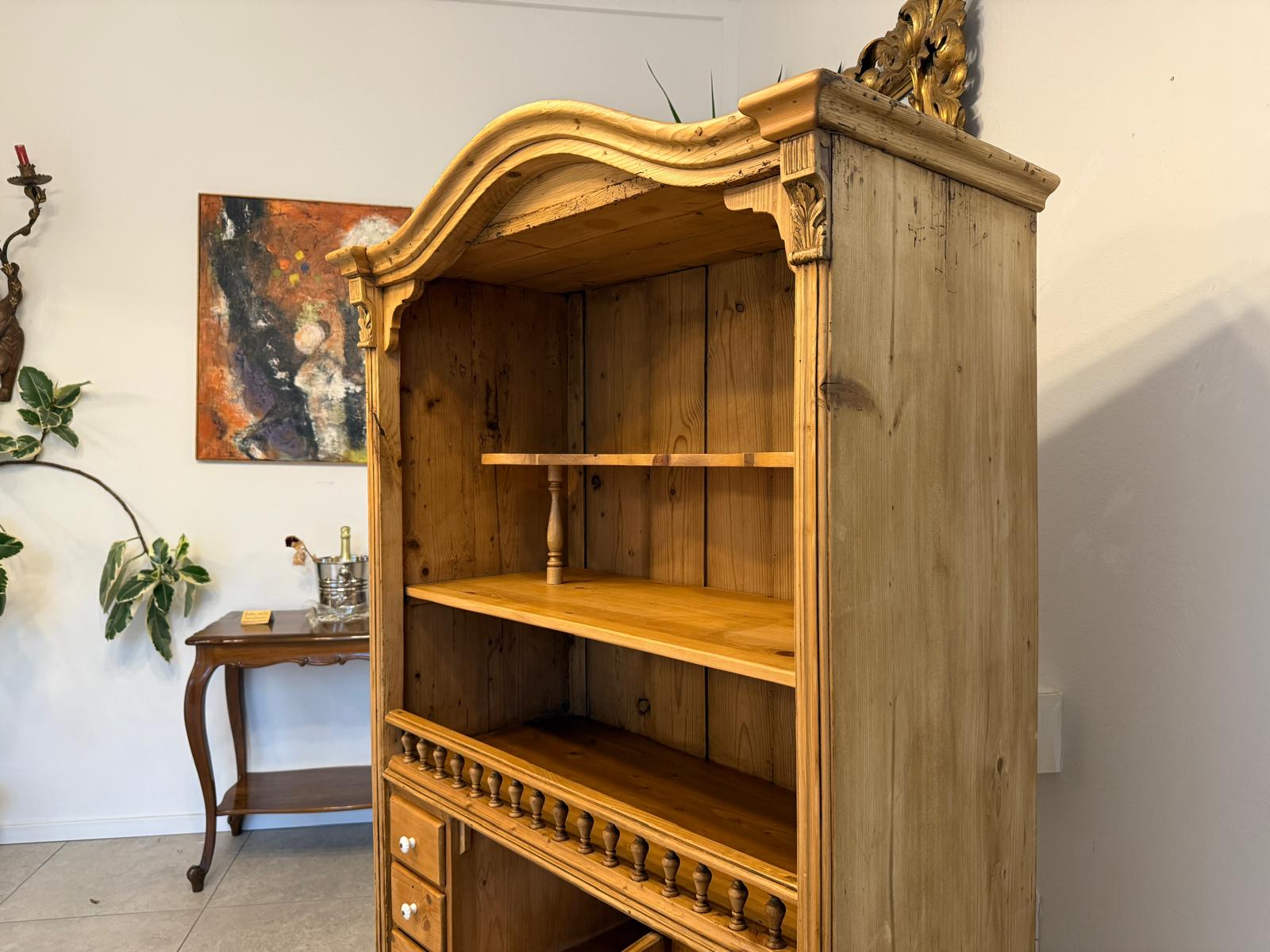 Bäuerliches Bücherregal Gründerzeit Stellage Naturholz G1805
